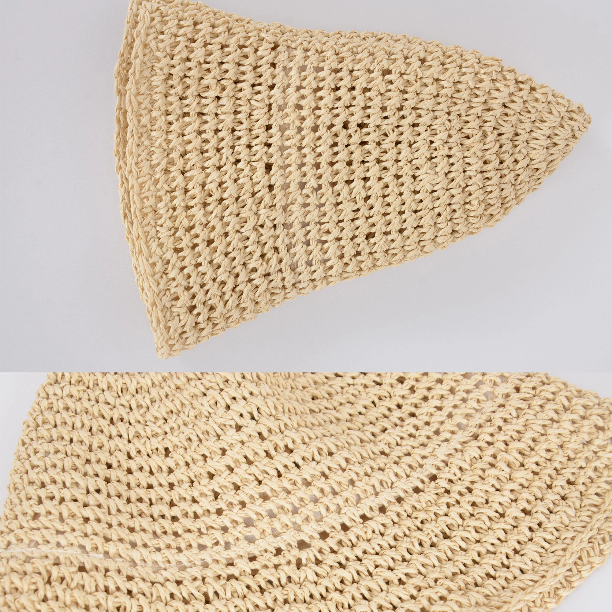Anna-Kaci Women's Crochet Raffia Bucket Hat Lightweight Foldable Wide Brim Sun for Stylish Summer Protection