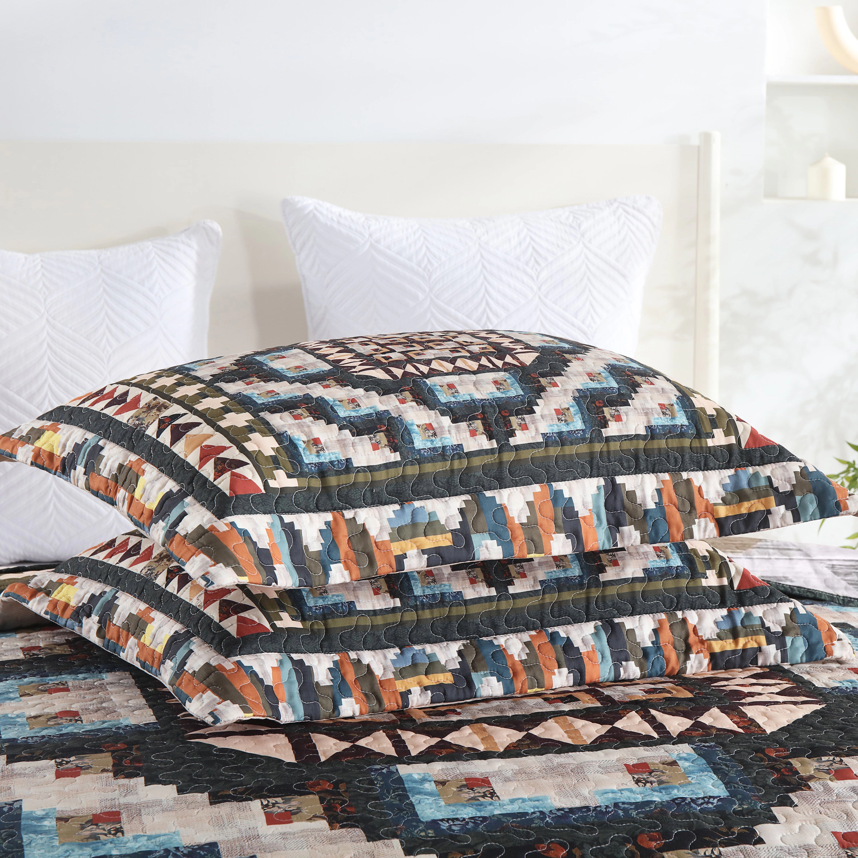 MarCielo 3 Pieces Reversible Southwestern Quilt Set,Geometric Bedspread Set