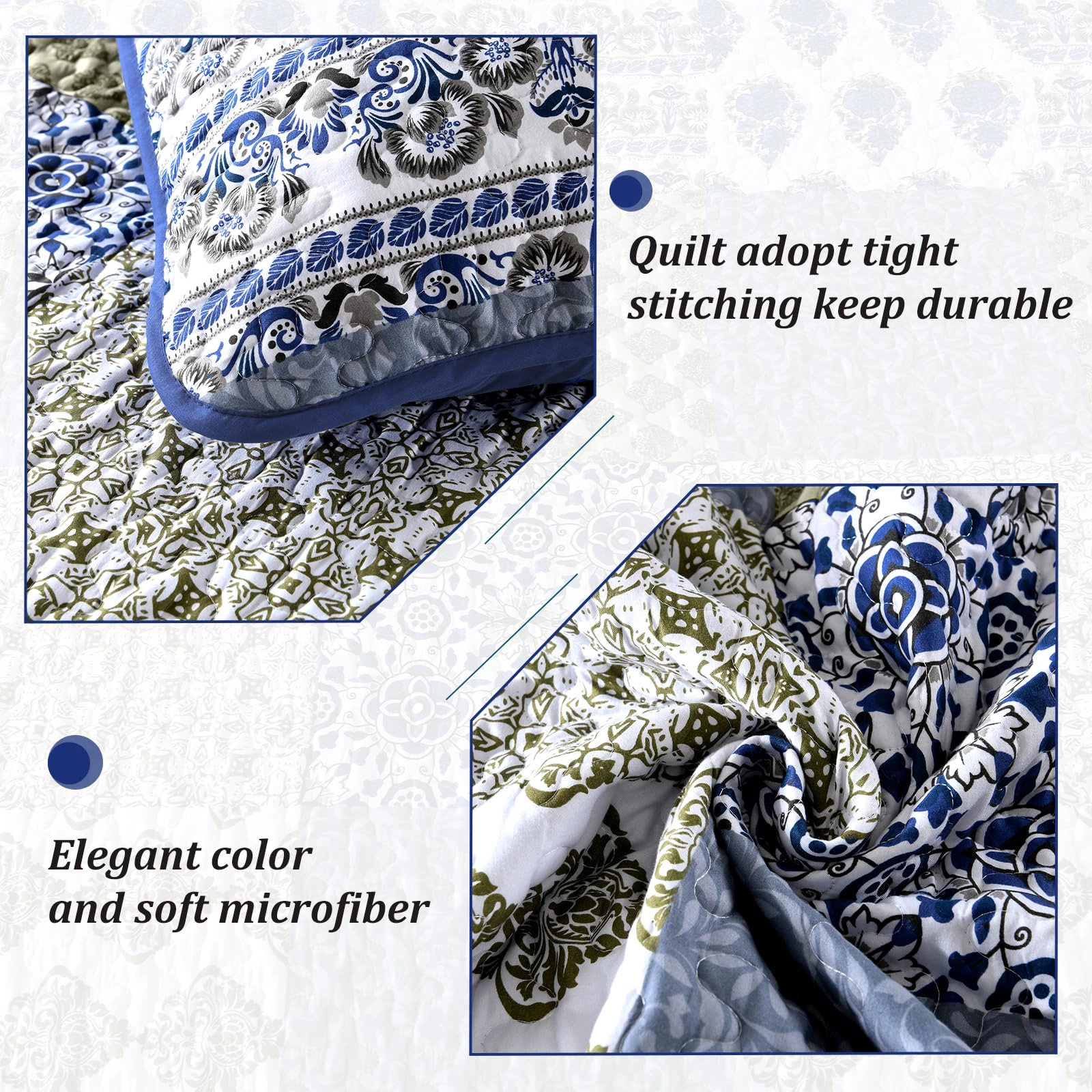 PUPWE Boho Quilt King  Patchwork Bedding Set Black Grey