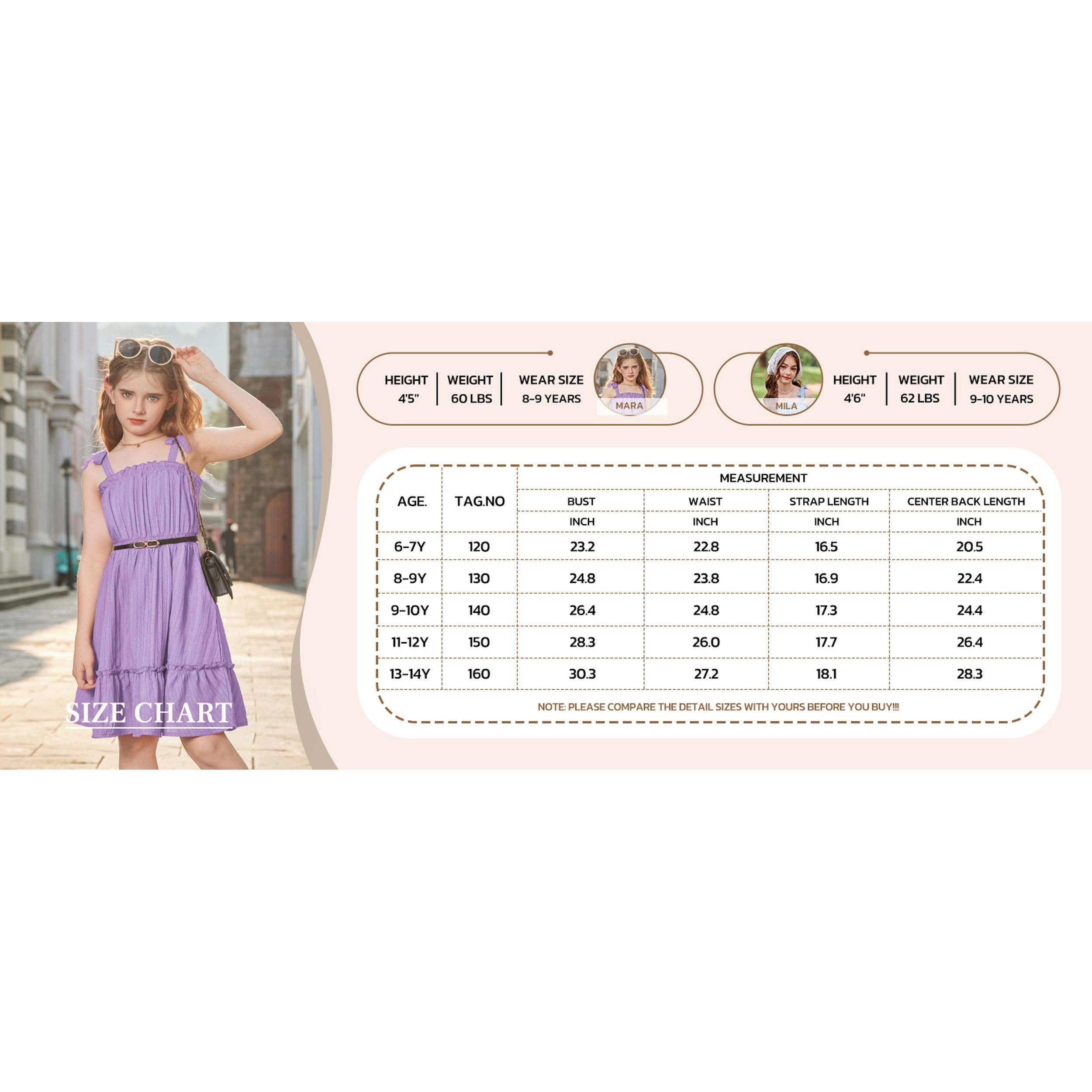 Arshiner Girl's Bowtie Straps Sleeveless Flowy Ruffle Trim Boho Sundress