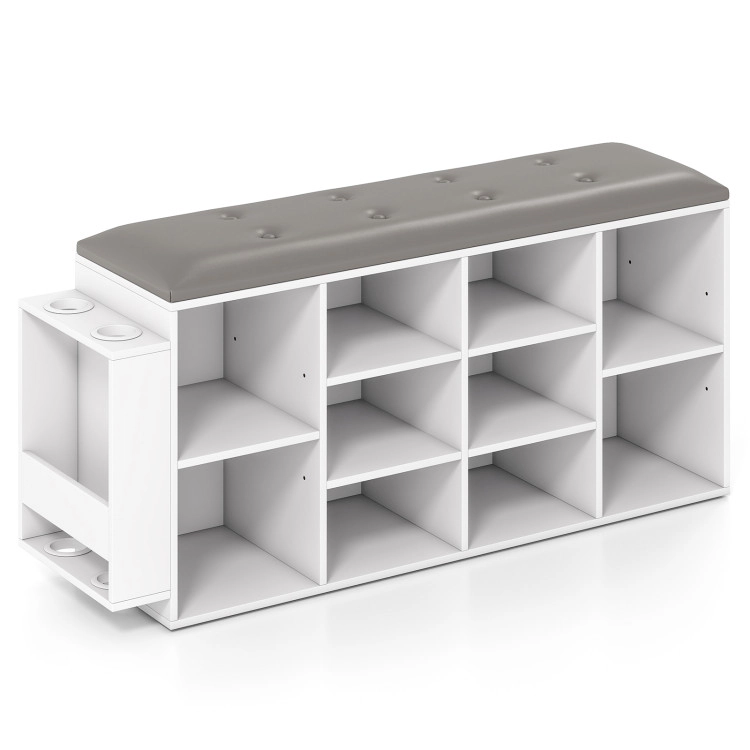 Hivvago Shoe Storage Bench With Umbrella Stand And Adjustable Shelf-White