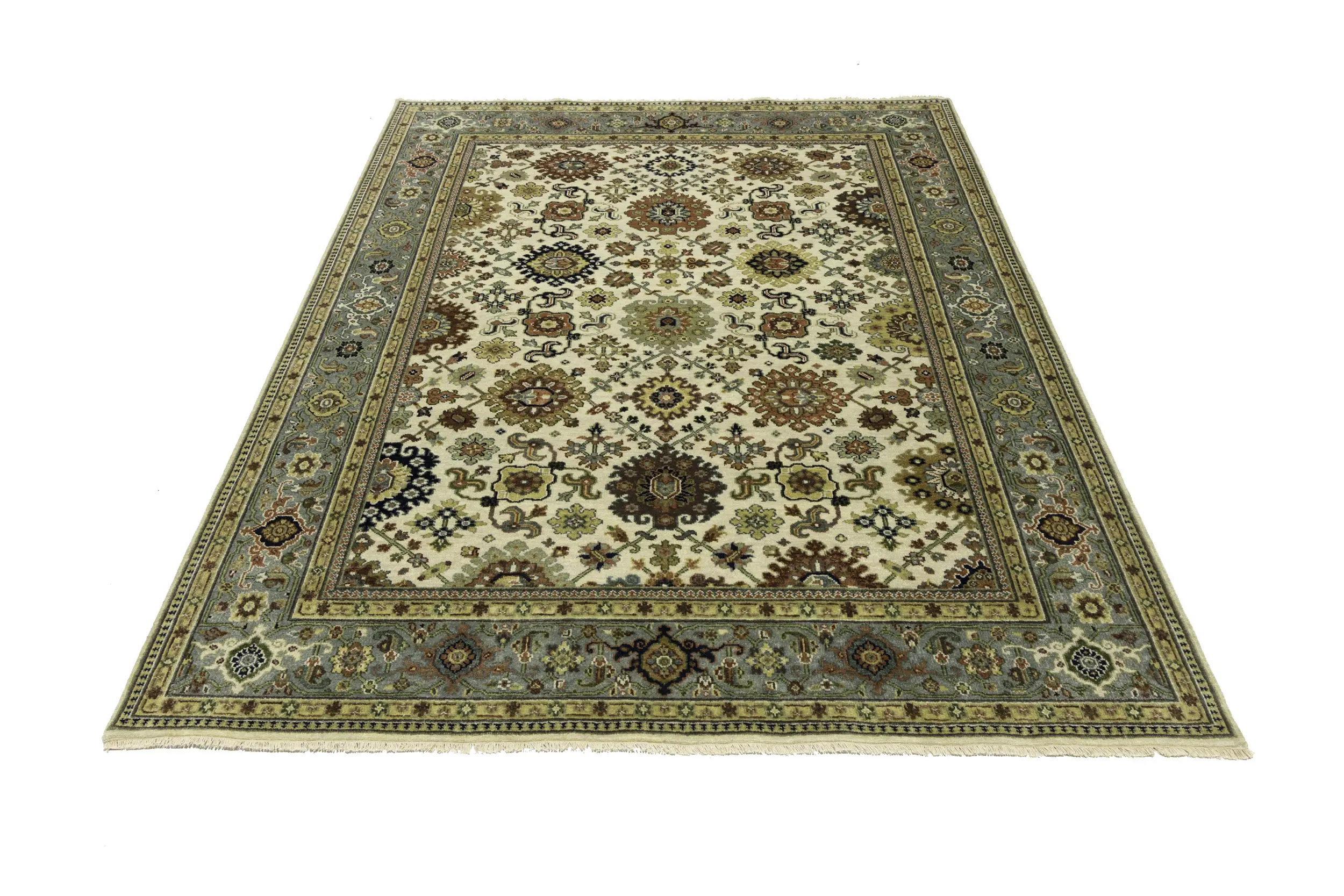 Magic Rugs Cream Tribal Geometric 8X10 Indo-Karajeh Oriental Rug