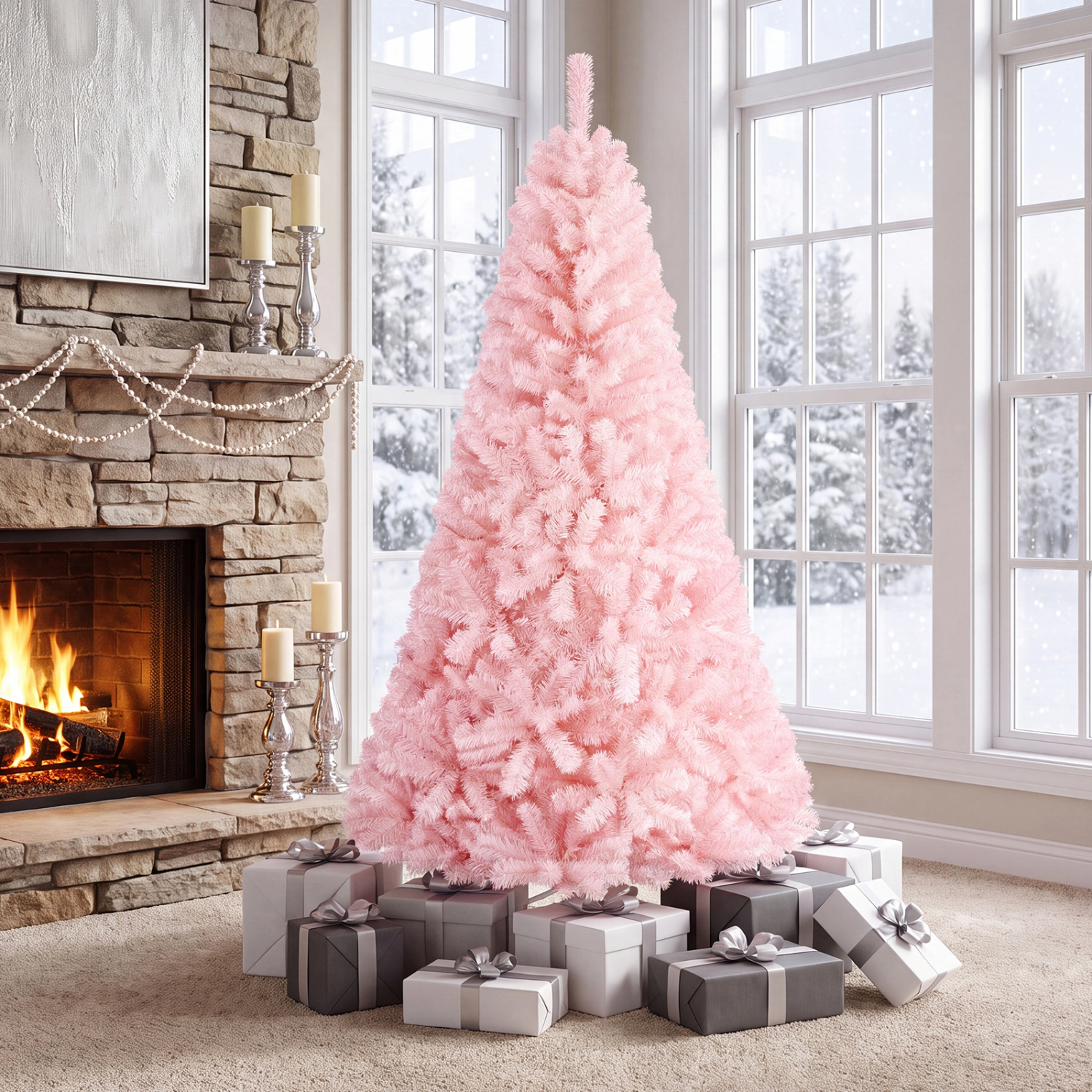 LJG 6/7 Feet Artificial Christmas Tree Hinged Full Fir Tree