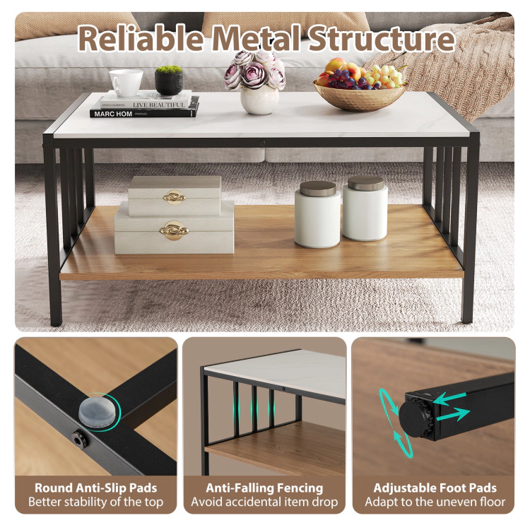 Hivvago Functional 2-Tier Center Table with Premium Sintered Stone Surface