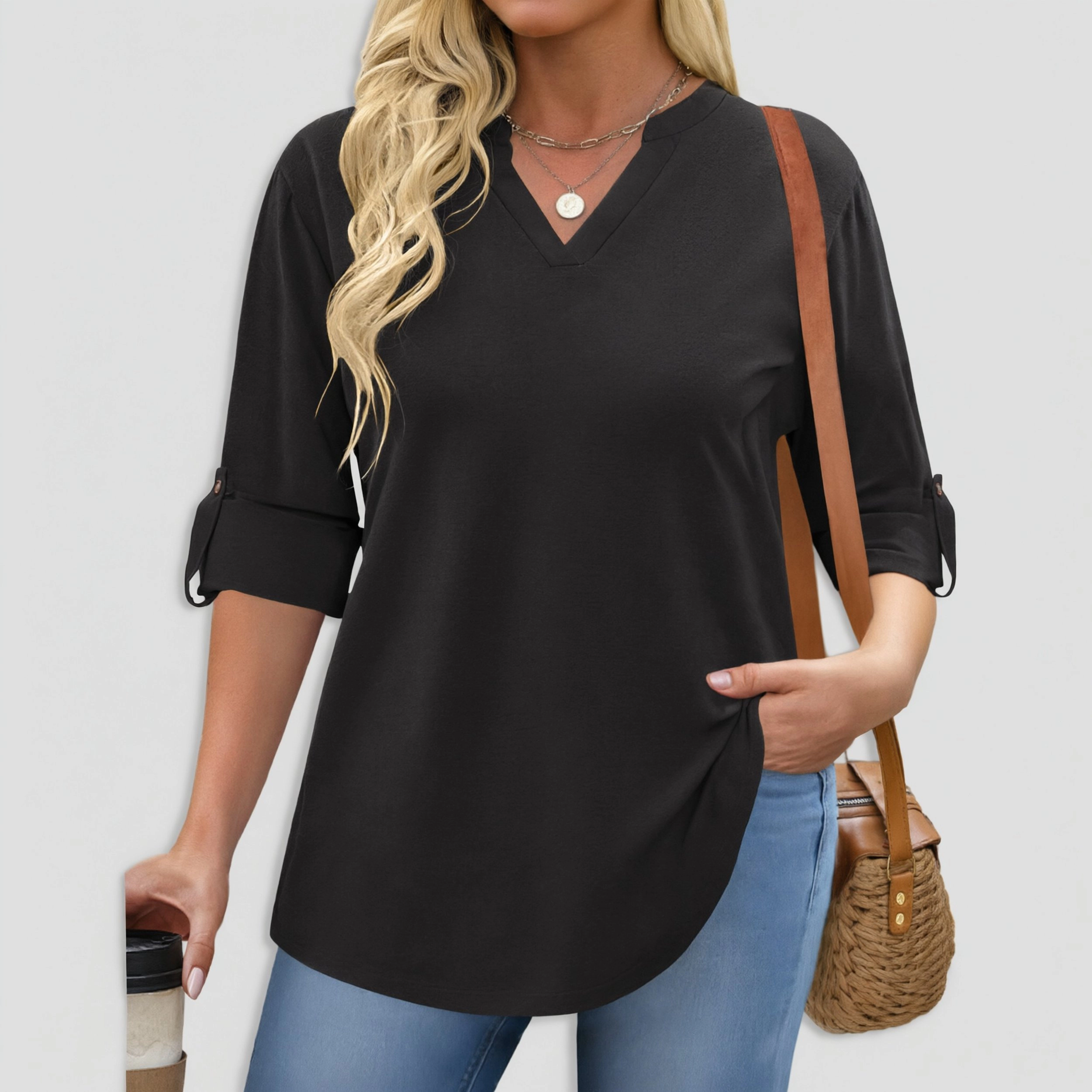 Zeagoo Women Plaid V Neck Blouse