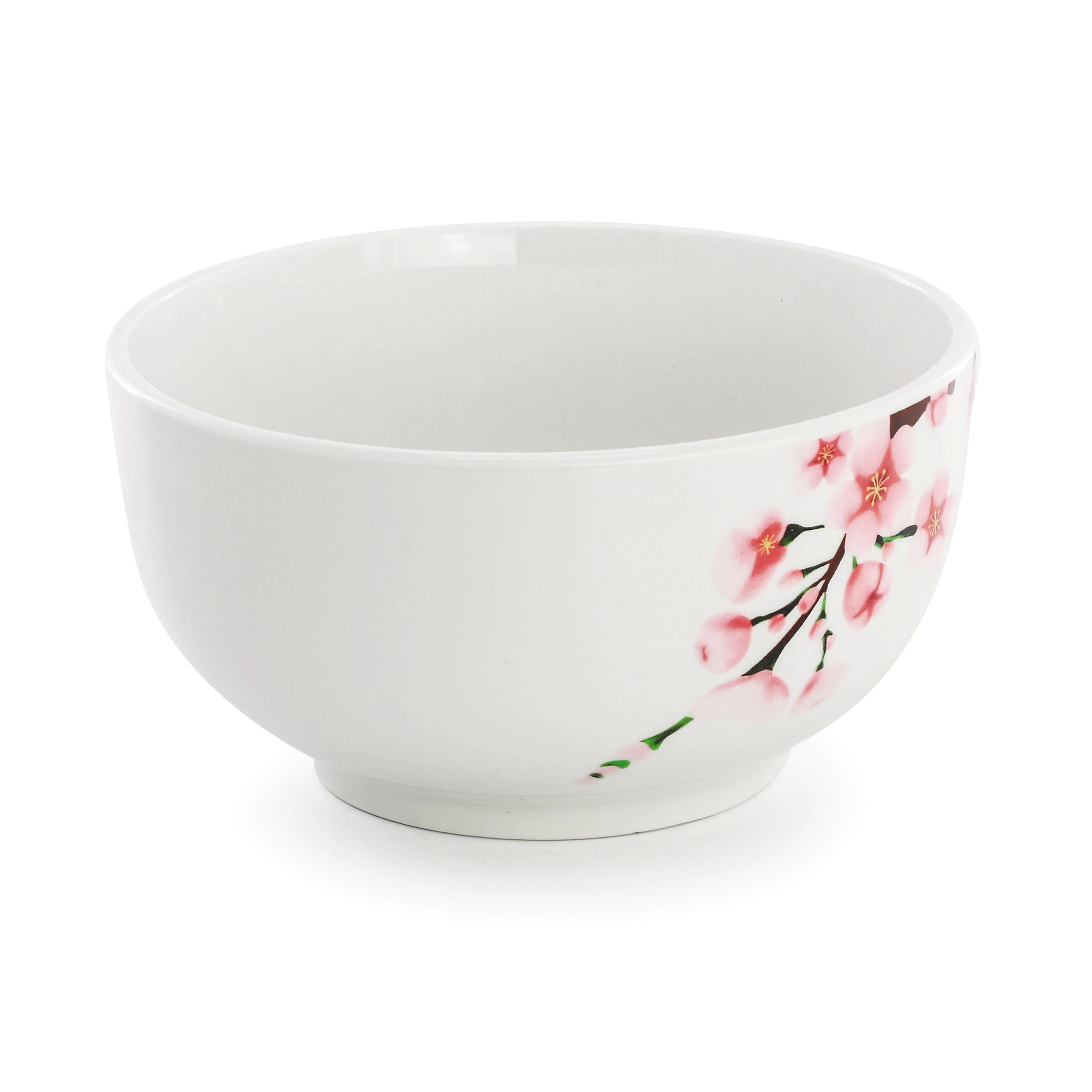 Elama Tamara 24 Piece Cherry Blossom Porcelain Double Bowl Dinnerware Set, Service for 6 in White and Pink