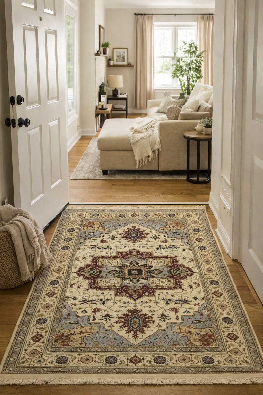 Magic Rugs Cream Geometric Floral 6X8 Oriental Rug