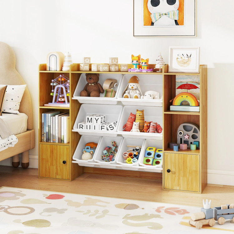 Hivvago Kids Toy Storage and Bookshelf with Boxes Open Shelves