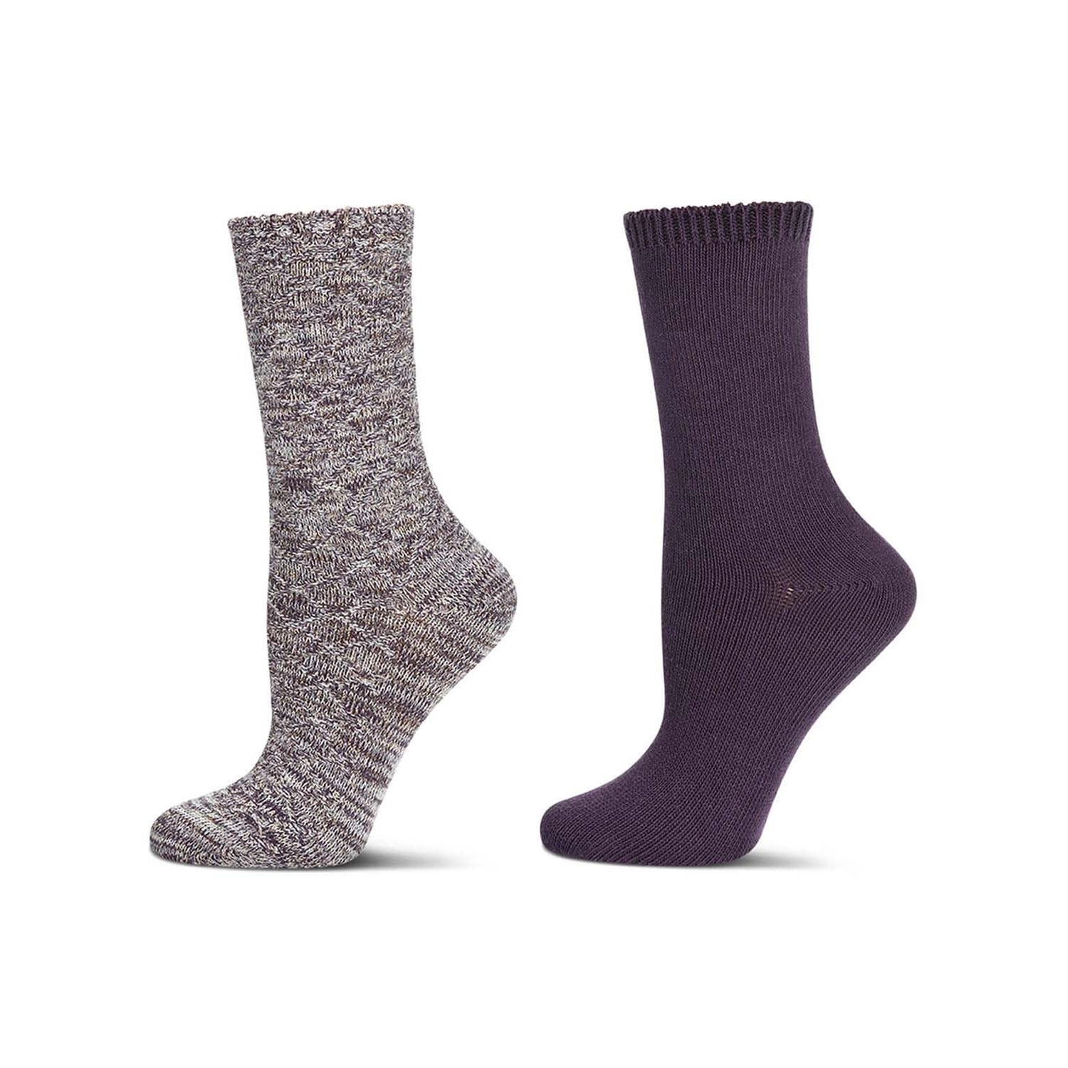 MeMoi 2 Pairs Women's Diamond Sparkle Cotton-Rich Crew Socks