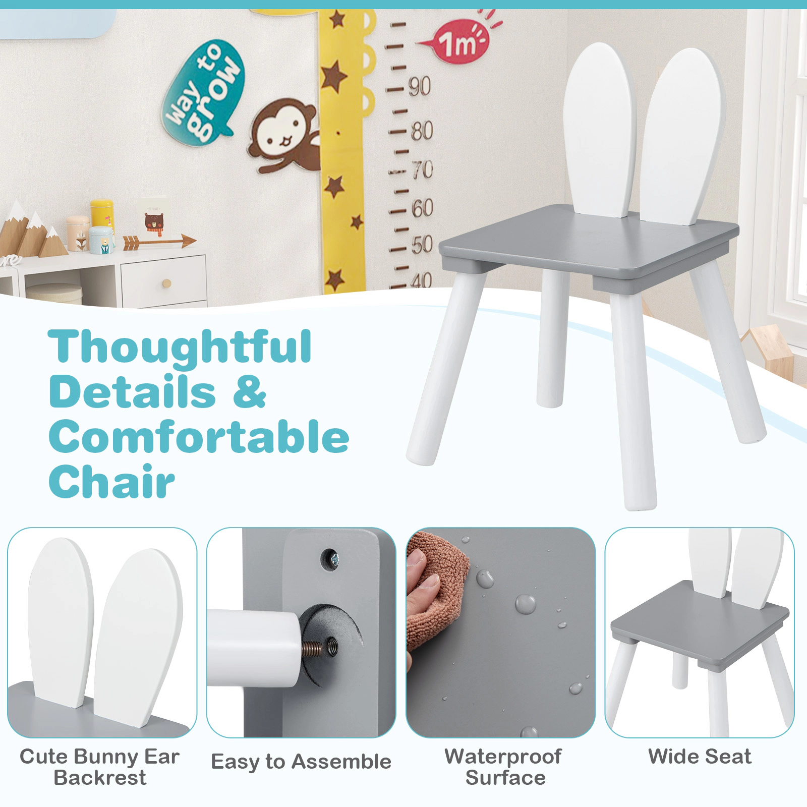 Hivvago 3 Pieces Kids Table And Chairs Set For Arts Crafts Snack Time