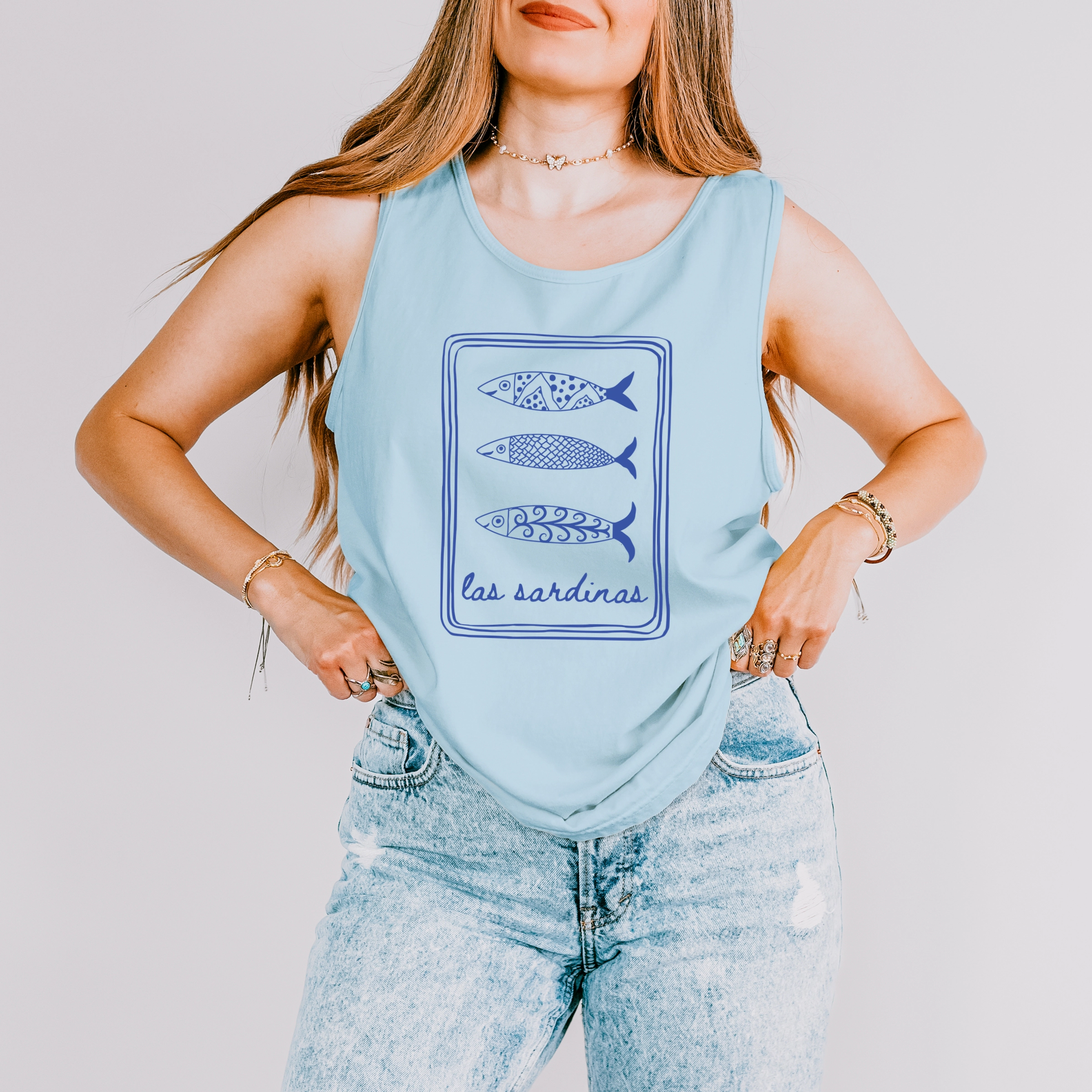 Simply Sage Market - Las Sardinas Women's Garment Dyed Graphic Tank Top
