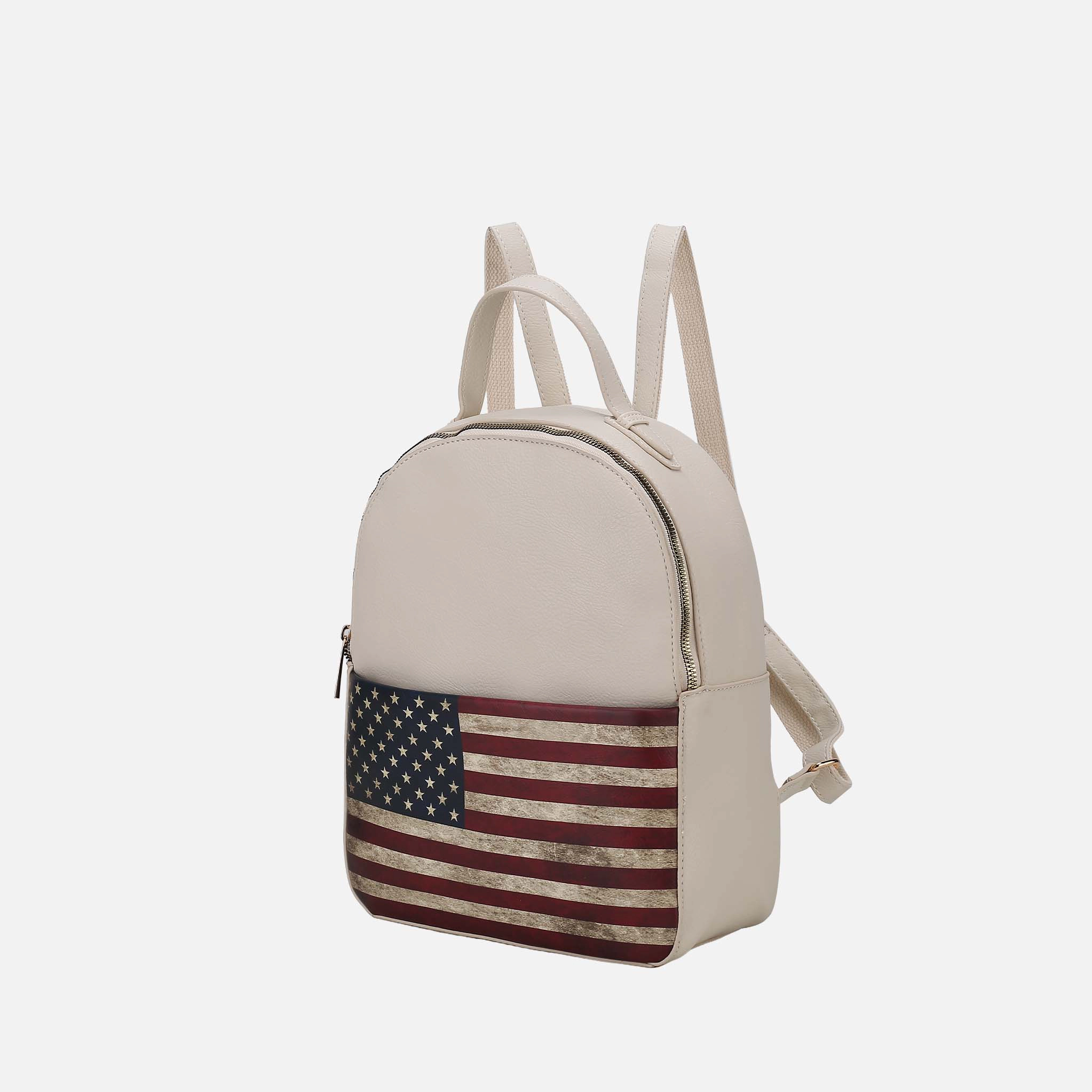 Mia K Collection Briella Vegan Leather Backpack, Patriotic Print, Gold-Tone Hardware
