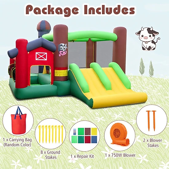 SUGIFT Kids Multicolor Castle Bounce House with Dual Slides Ball Pit and 750W Blower 144-in W 100-lb Per Child