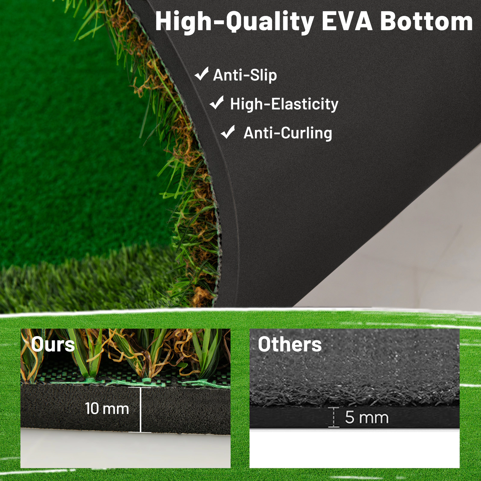 SUGIFT 3 Holes Cups and Flags 5 x 10 ft Golf Practice Putting Green Mat