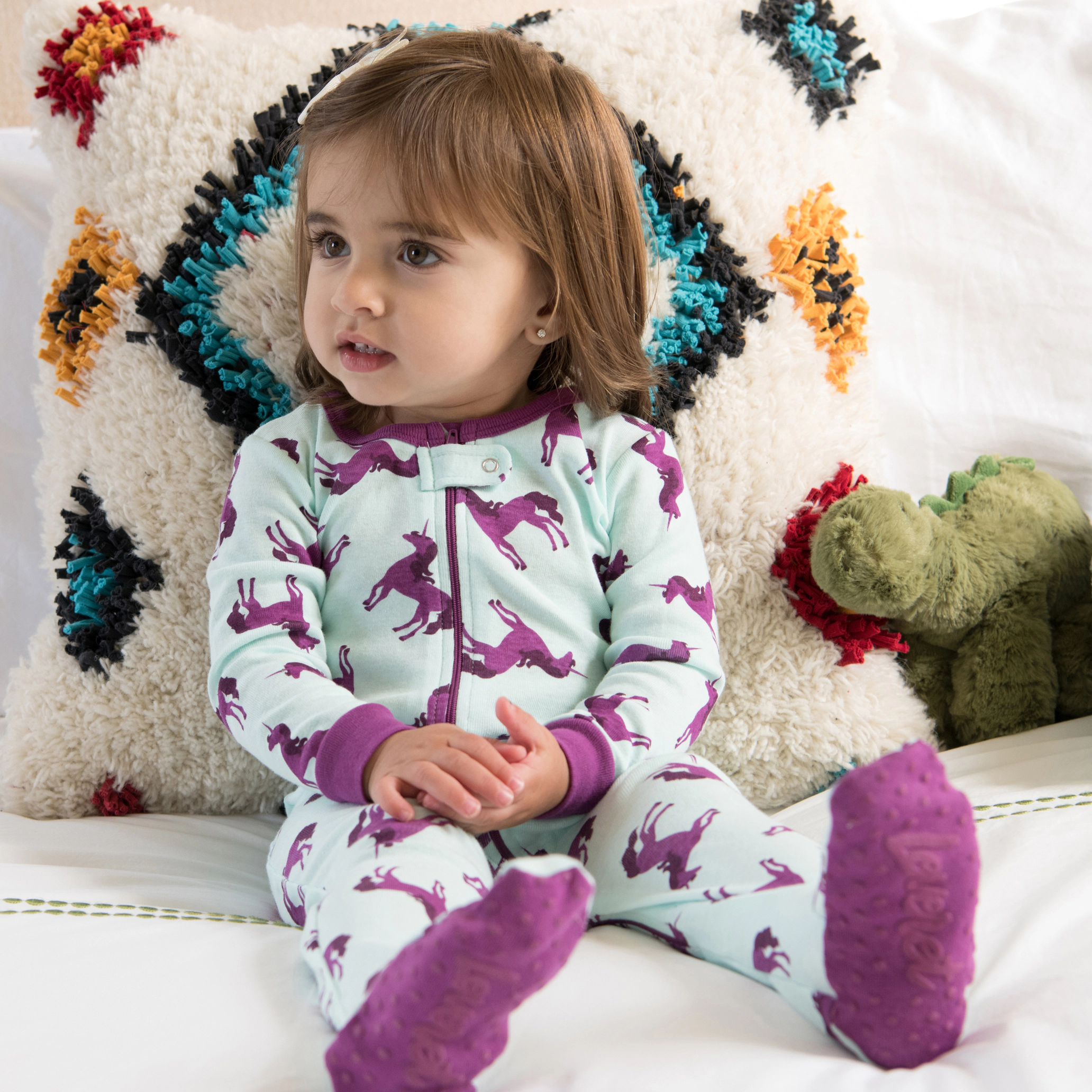 Leveret Baby/Toddler Girls Unicorn Cotton Footed Pajamas