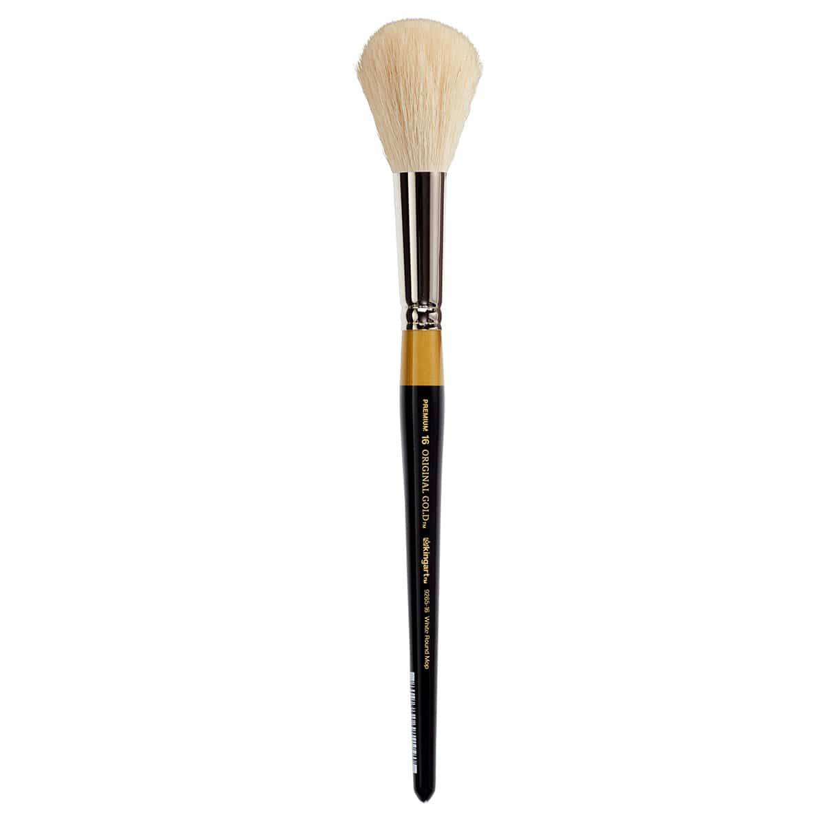 KINGART Original Gold 9265 Round Mop Brush - Short Handle, White Synthetic Hair