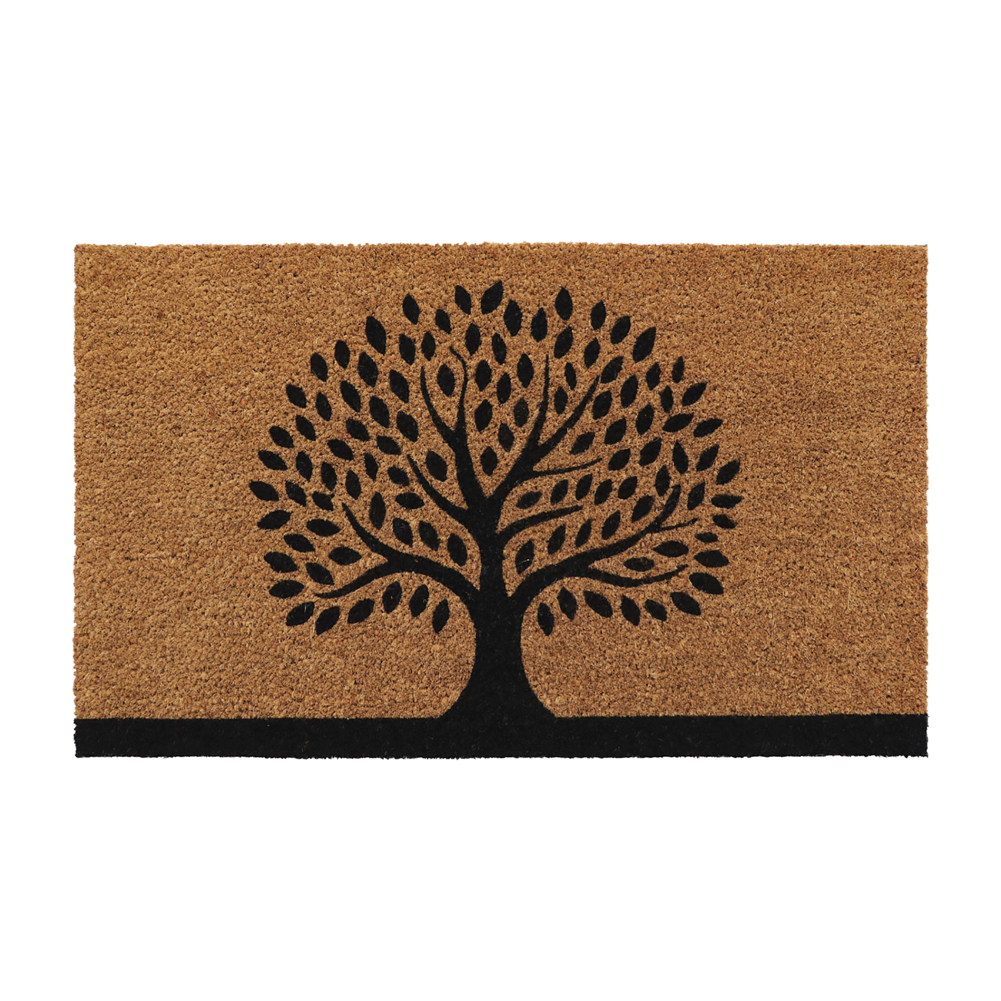Evideco French Home Goods Natural and Black Tree of Life Coir Doormat 30 x 18 Inches