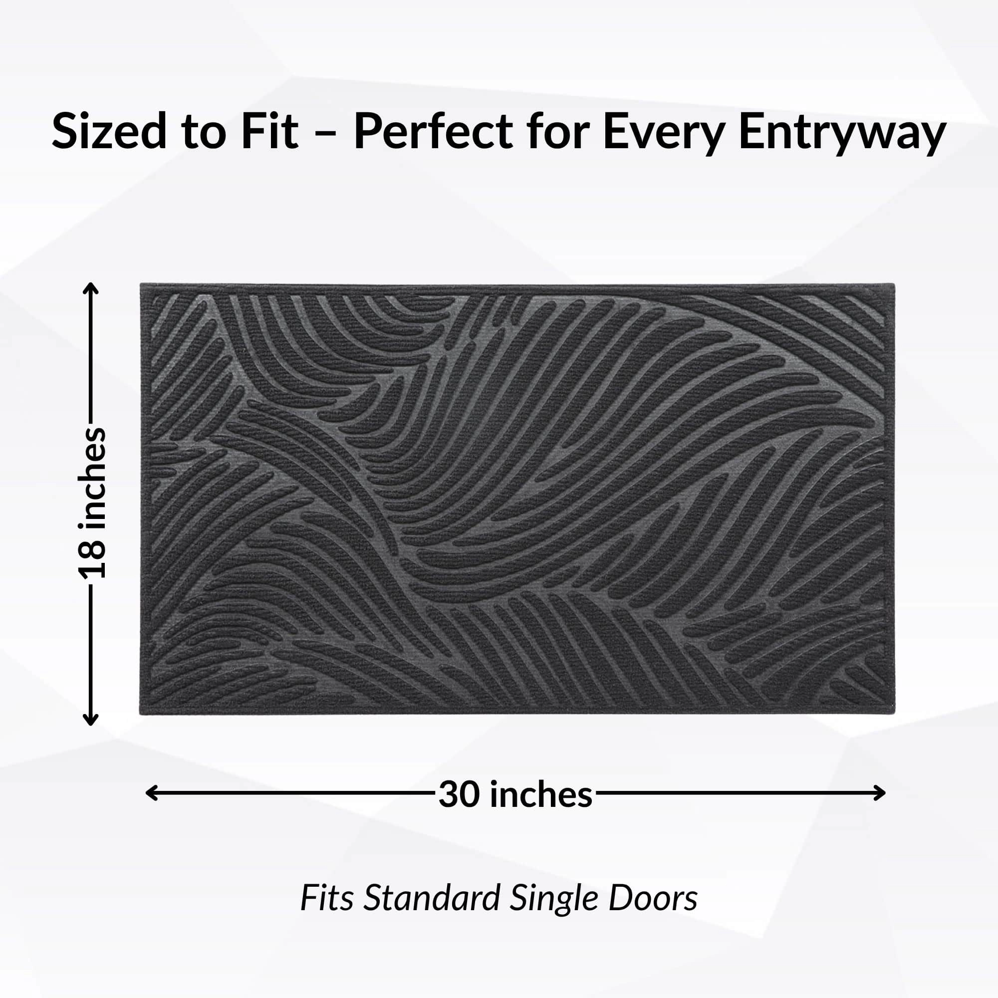 Evideco French Home Goods Gray Raised Wave Polyester Doormat 30 x 18 Inches