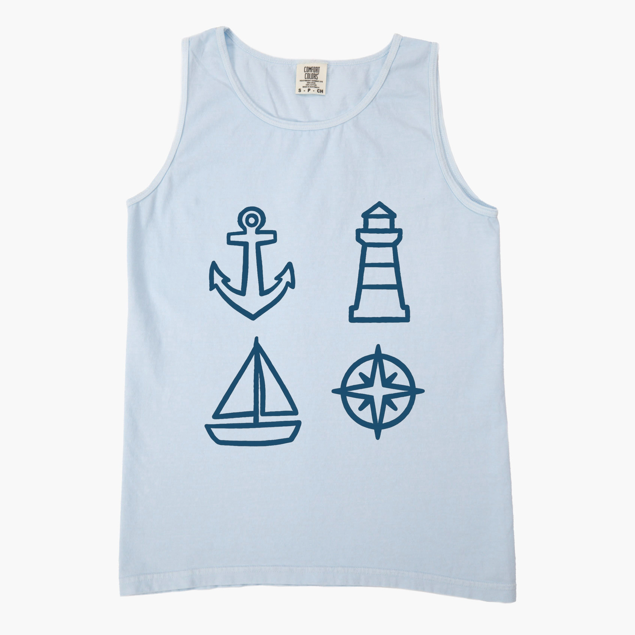 Simply Sage Market - Anchor Lighthouse Boat Compass Women's Garment Dyed Graphic Tank Top