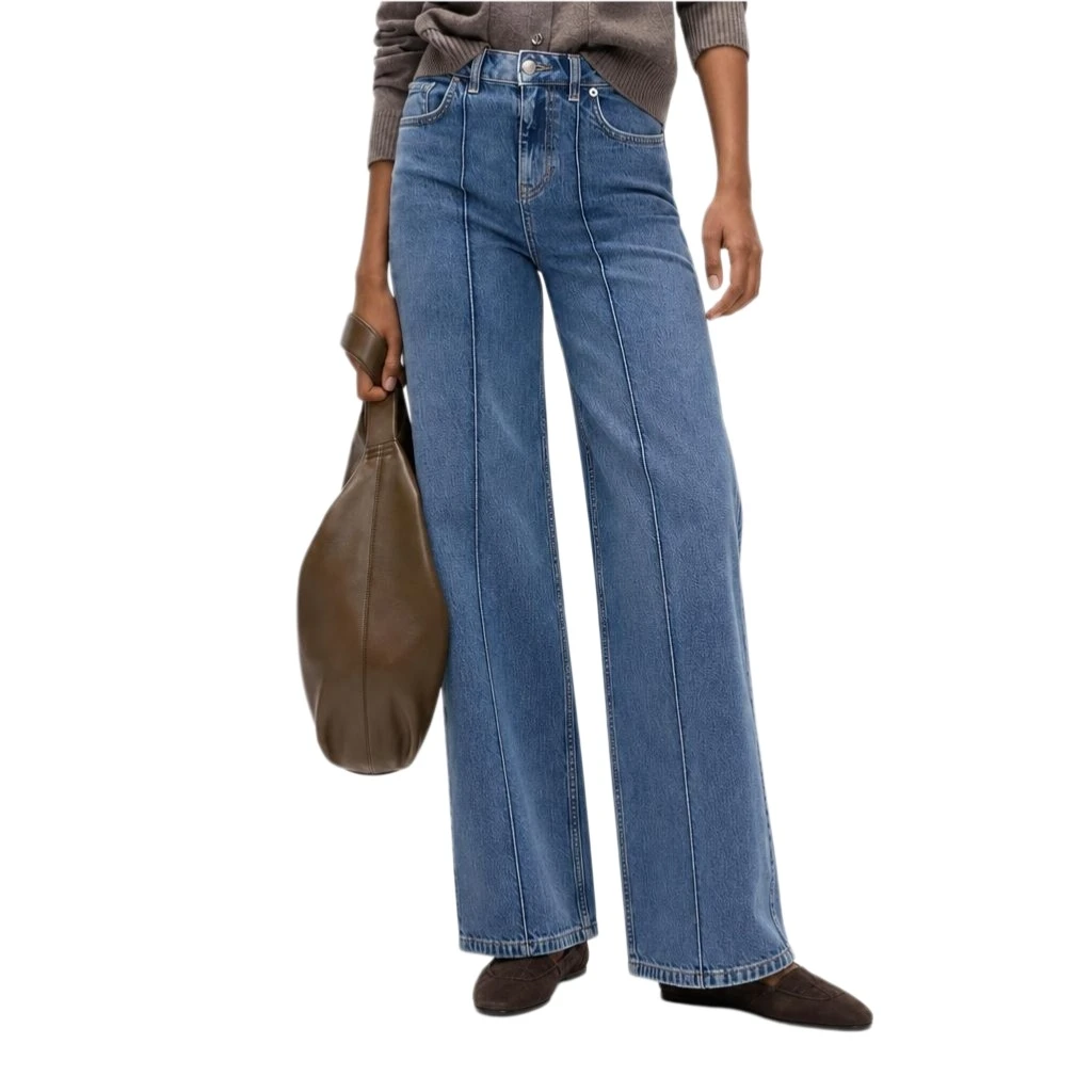 YesFashion Womens High Rise Wide Leg Jeans Casual Baggy Pull-On Trendy Long Denim Pants with Pockets