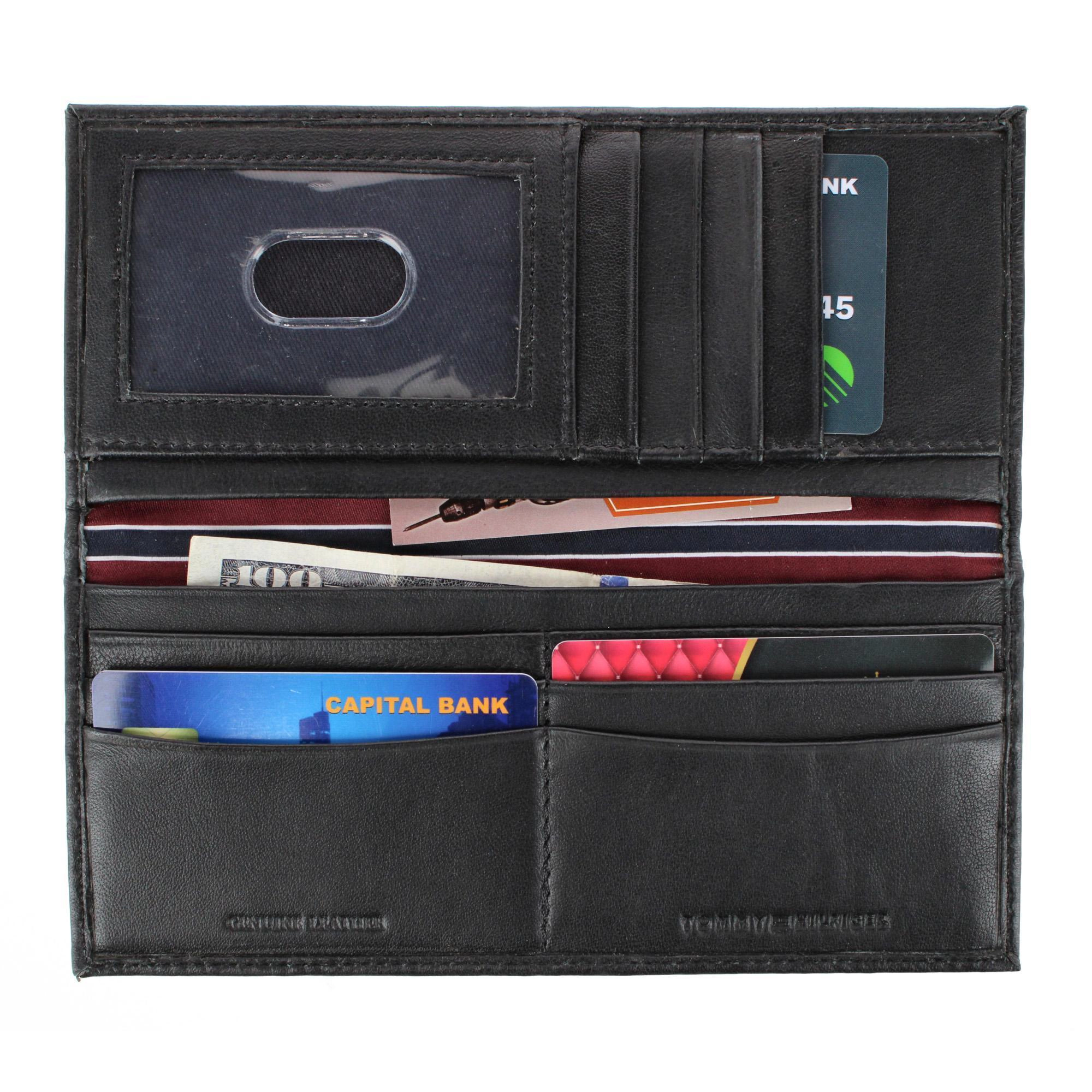 Tommy Hilfiger Men's Leather Stockton Checkbook Cover Secretary Wallet