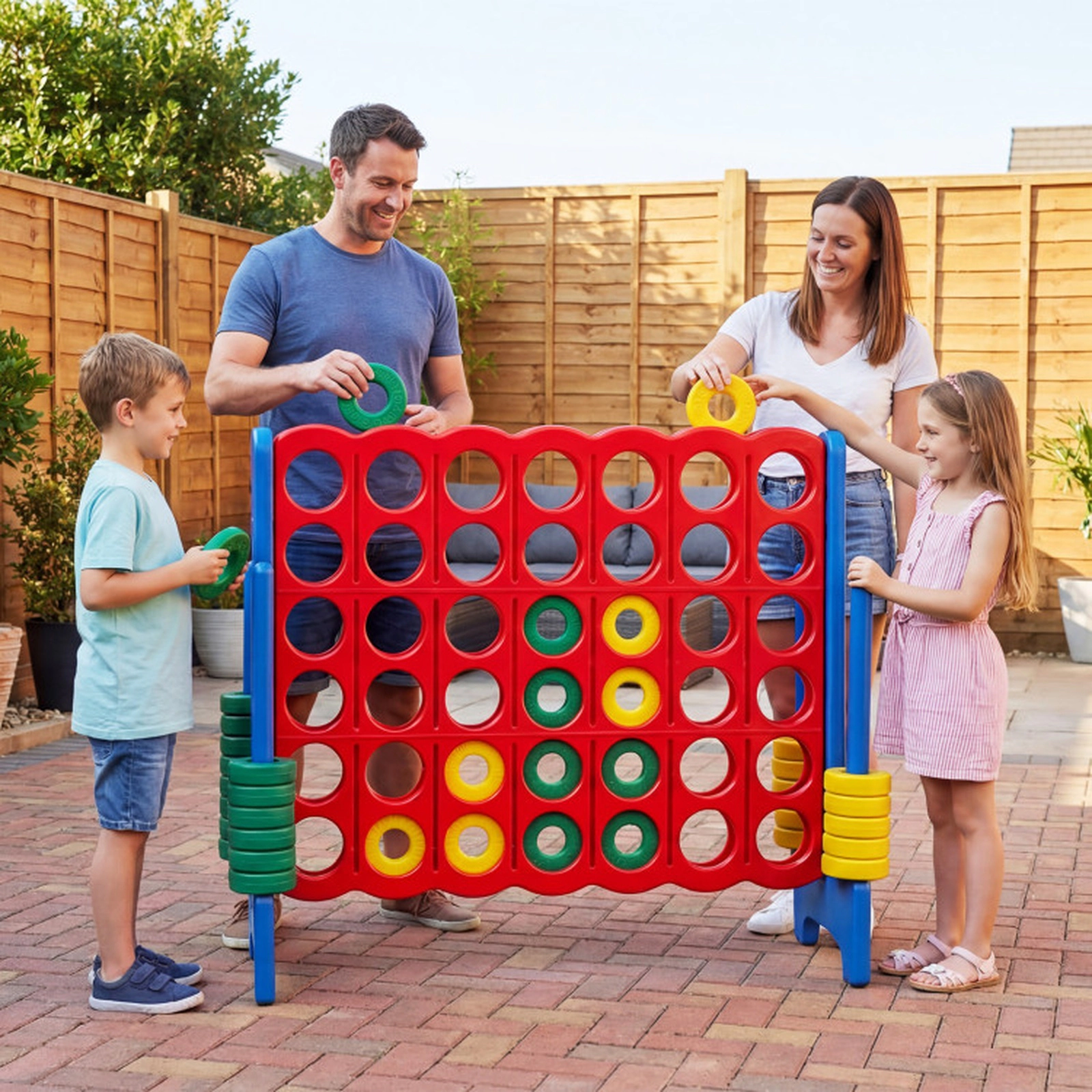 SUGIFT 46.5-in Jumbo 4-to-Score Oversized 4-in-a-Row Game Set with 2 Reset Levers and Smooth Edges