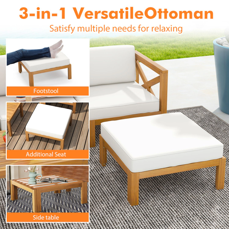 Hivvago 5 Piece Outdoor Conversation Furniture Set With 3 Chairs 1 Ottoman And 1 Coffee Table-White