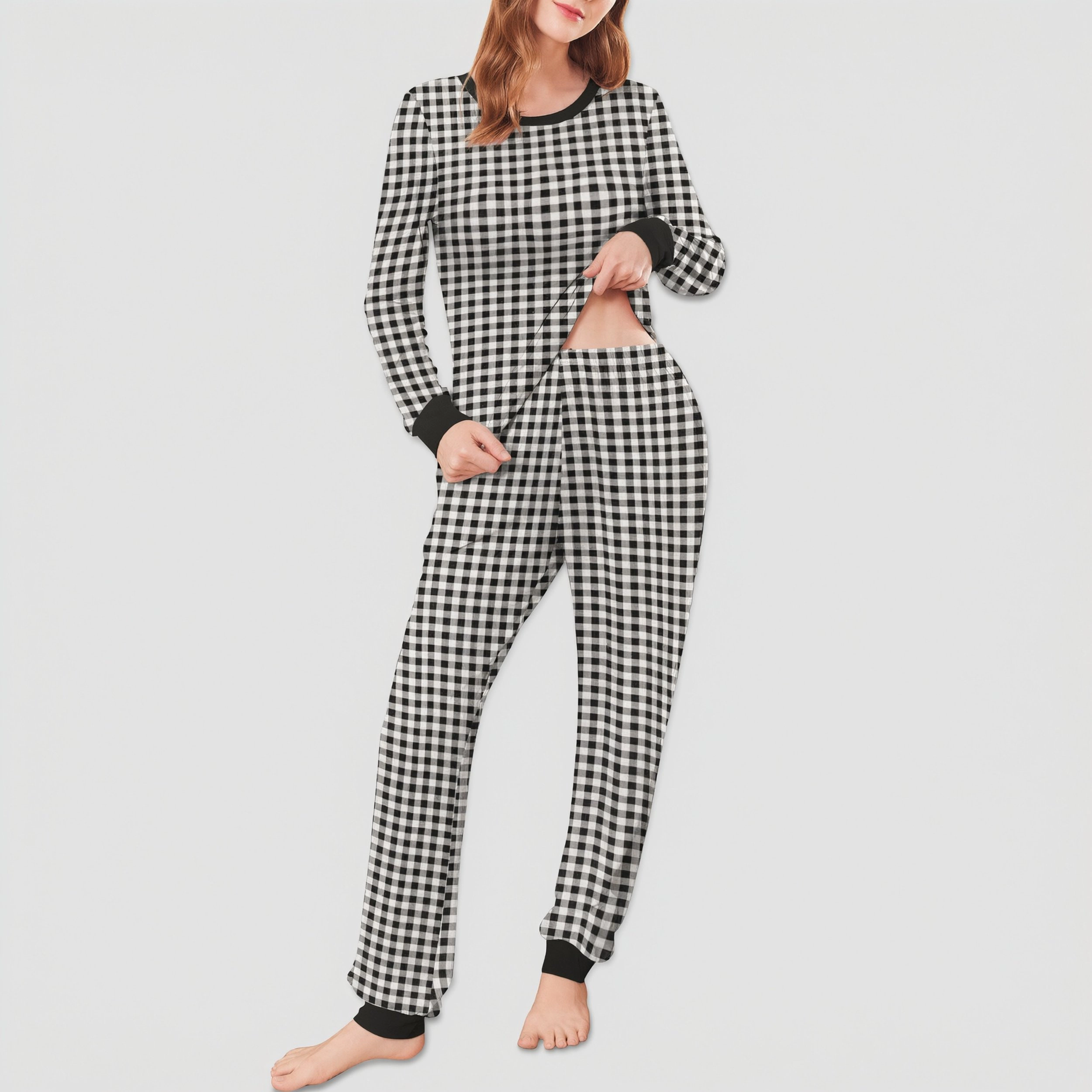 Ekouaer Womens Pajamas Sets Long Sleeve Tops with Jogger Pants Soft Pjs Lounge Set Outfits