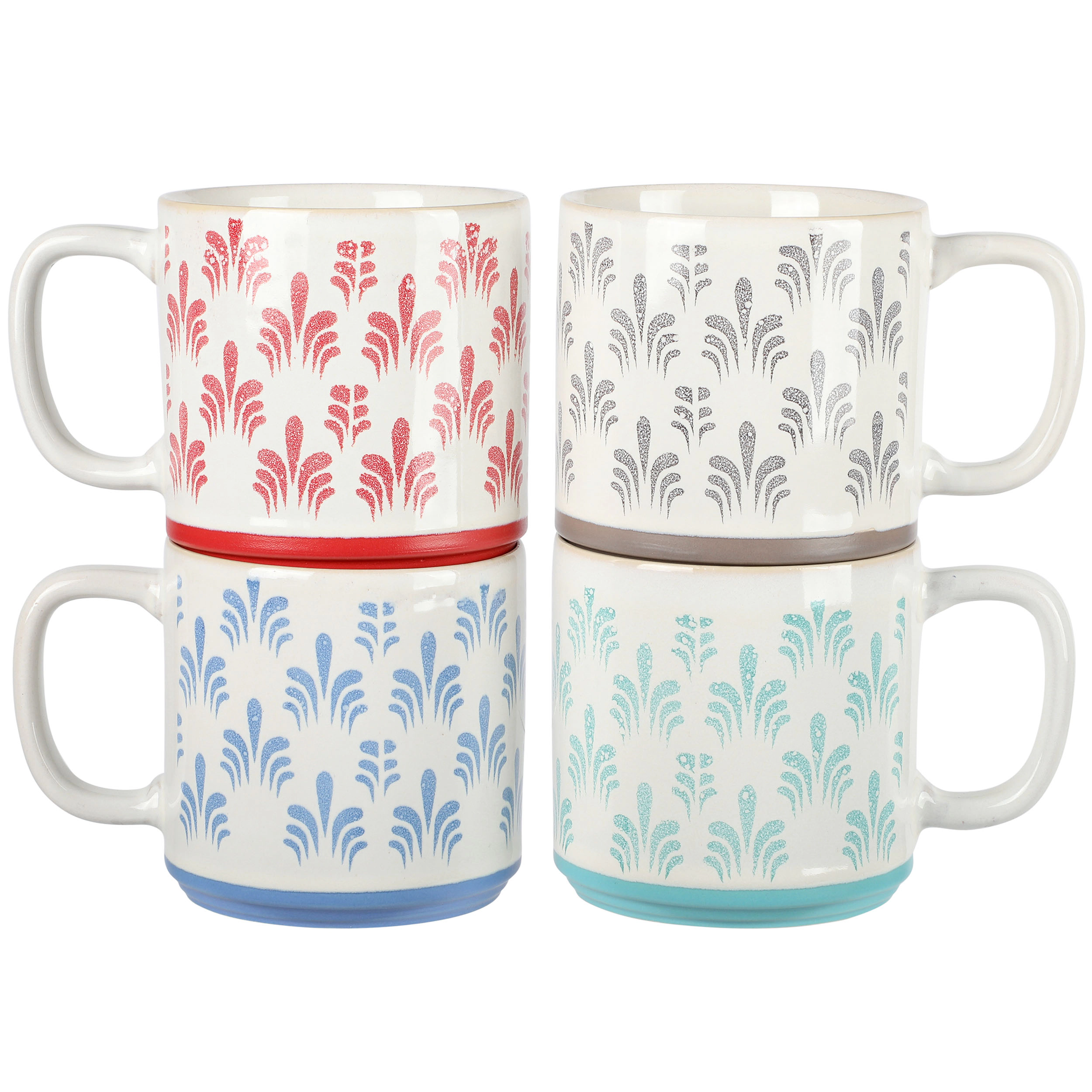 Gibson Home Morning Mist 4 Piece 18 Ounce Stoneware Mug Set in Assorted Colors
