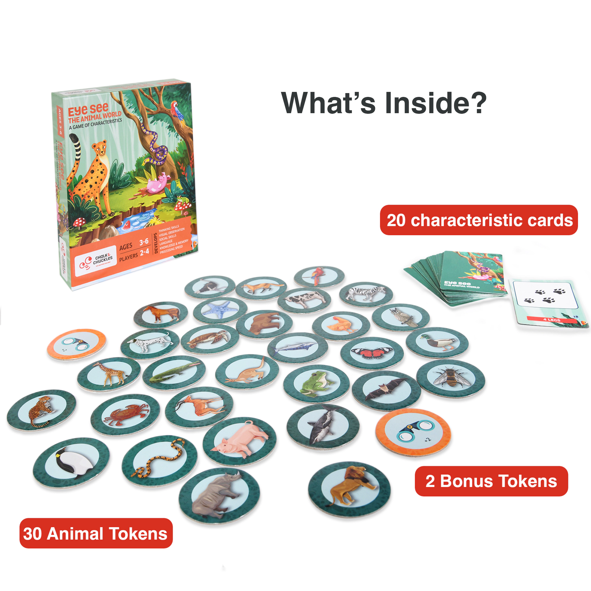 Chalk & Chuckles Eye See - Animals Card Game - 2-4 Players
