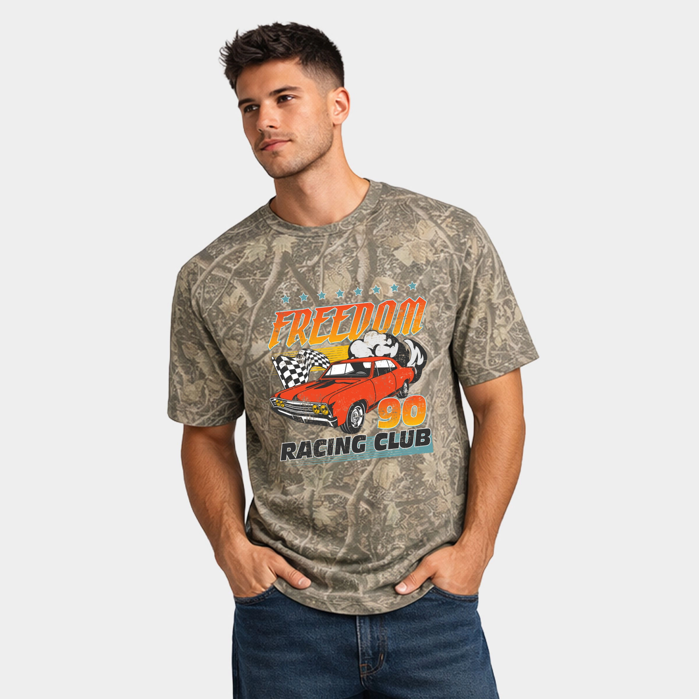 Simply Sage Market - Men's Heavyweight Camo Tee Freedom Racing Club