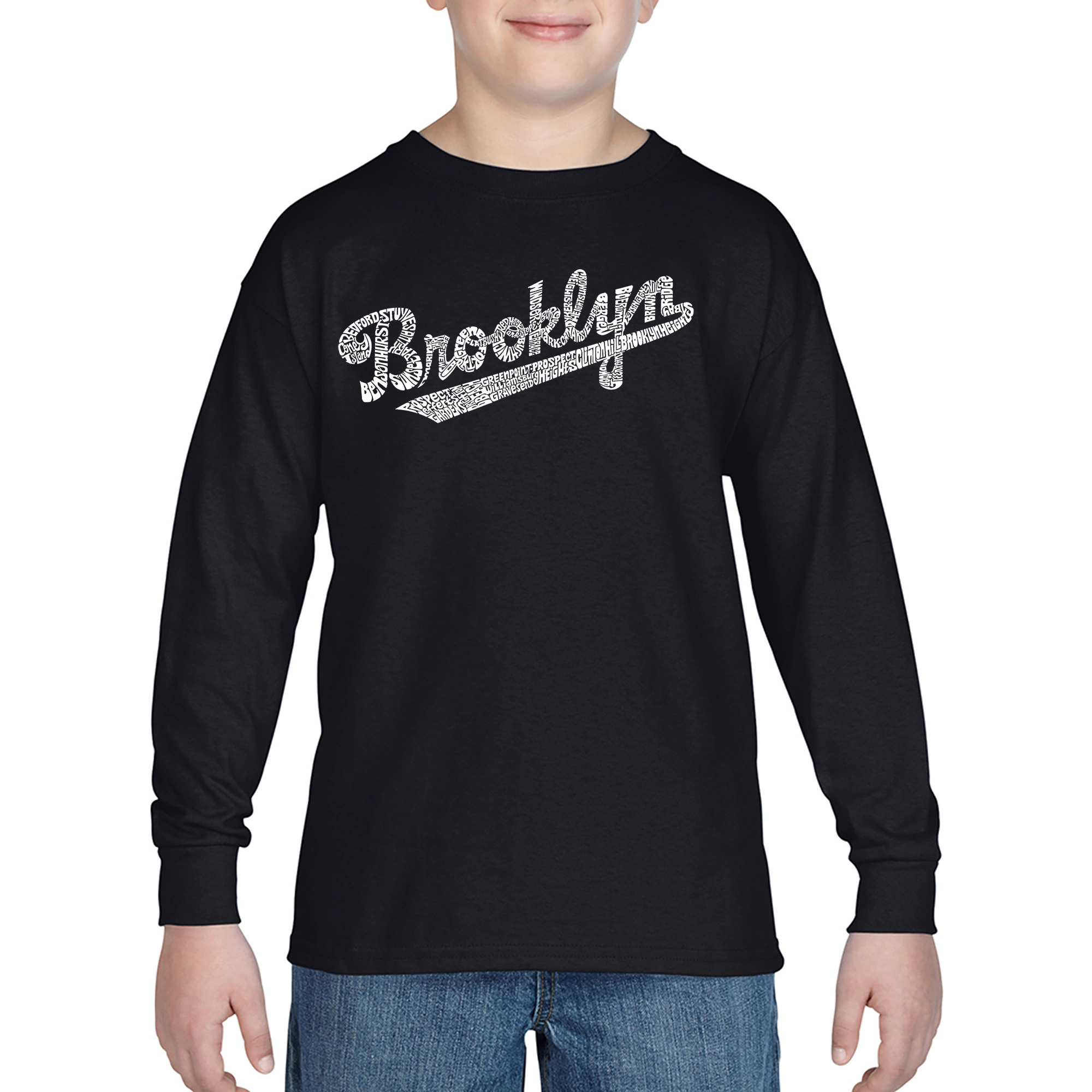 LA Pop Art Boys Long Sleeve T-Shirt -  Brooklyn Neighborhoods