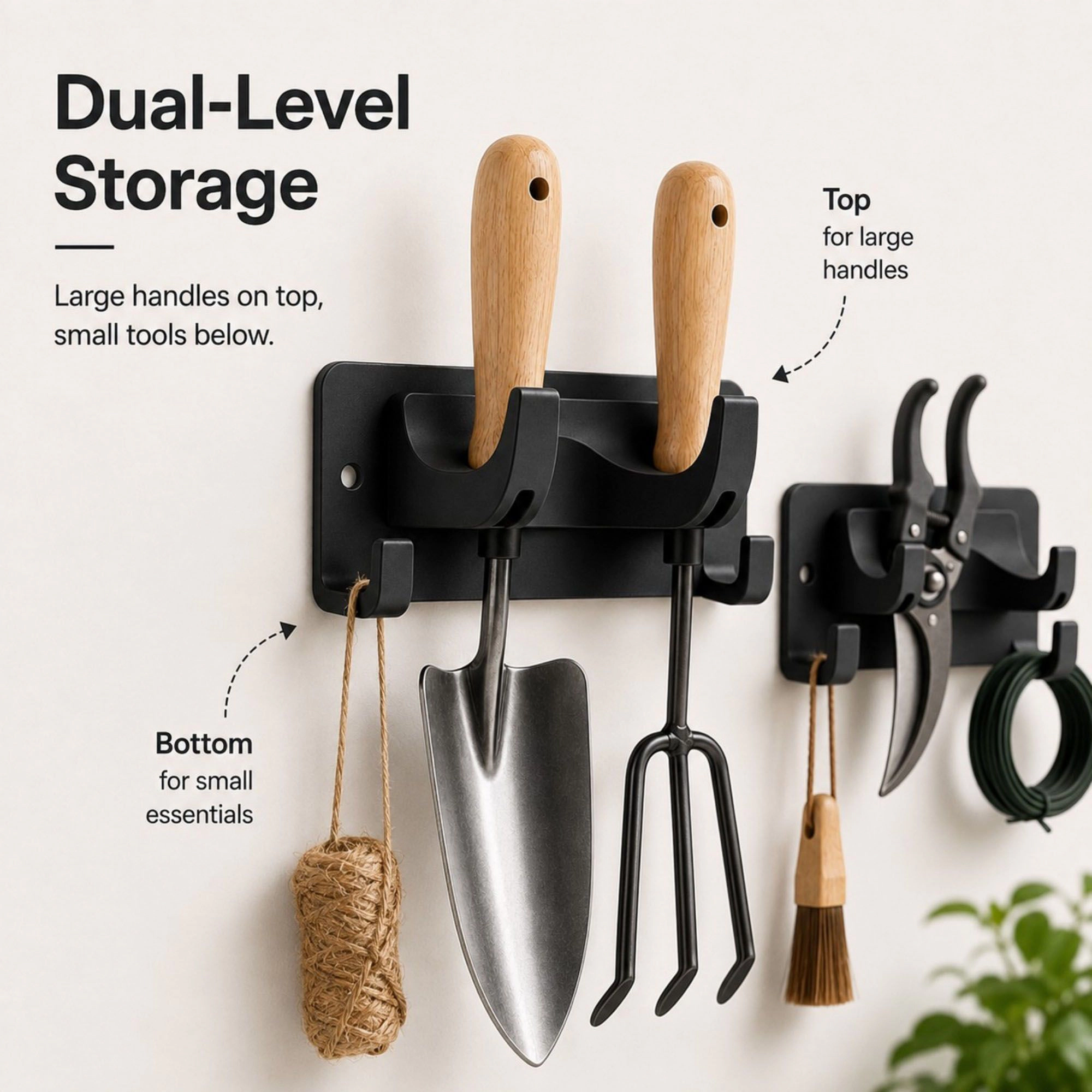Alilang Women 3-piece Wall Mounted Garden Tool Organizer Rack with Multi Hooks