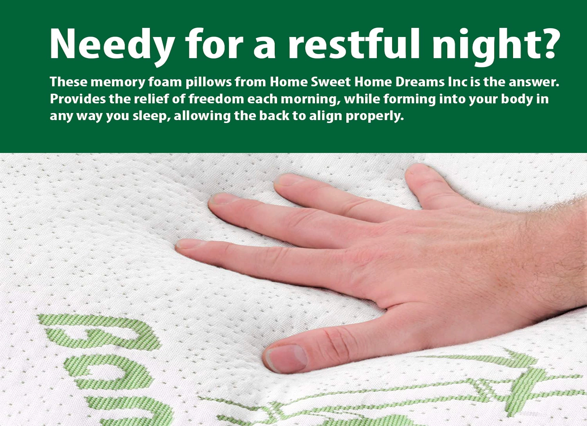 HSH Dream 2-Pack Memory Foam Pillows – Shredded Foam Cooling Viscose Medium Comfort Pillows