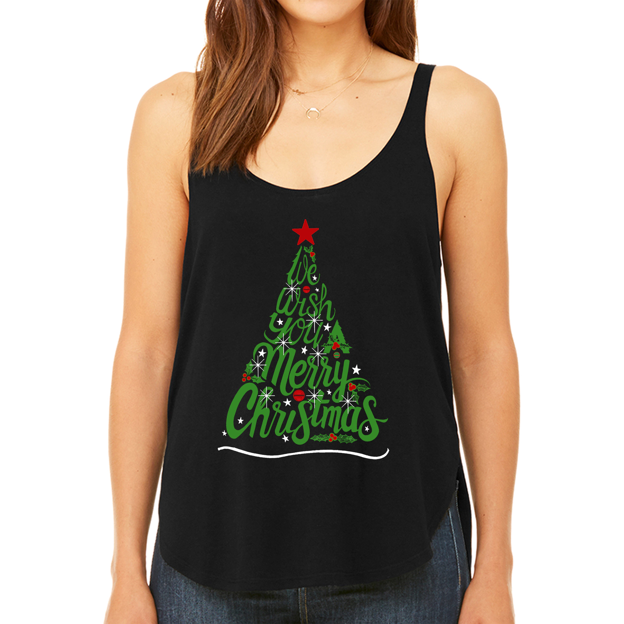 LA Pop Art Women's Premium Word Flowy Tank - We Wish You A Merry Christmas