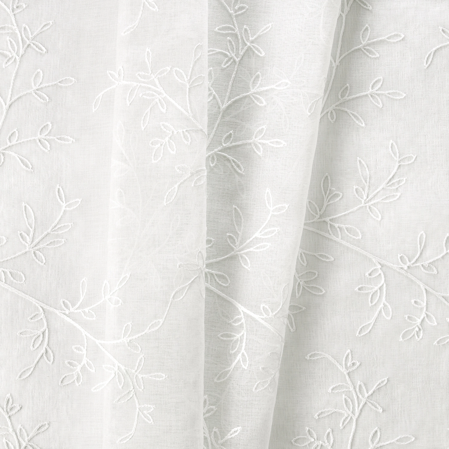 Ellis Curtain Brewster 100% Polyester Tailored Embroidered Sheer Rod Pocket Swag Pair  70" x 38" White