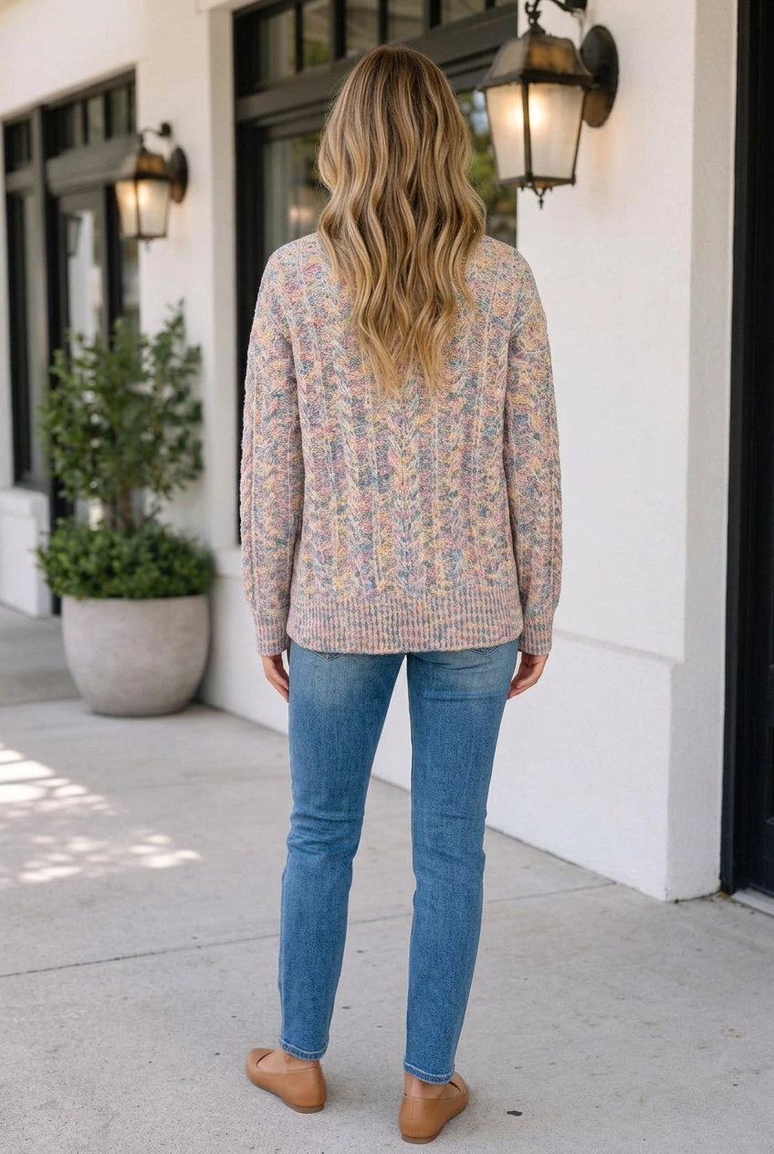 Threaded Pear Women's Leena Sleeve Confetti Sweater Long Top