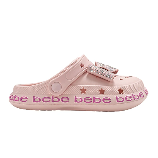 bebe Girl's Platform EVA Clogs with Rhinestone Bow Accent