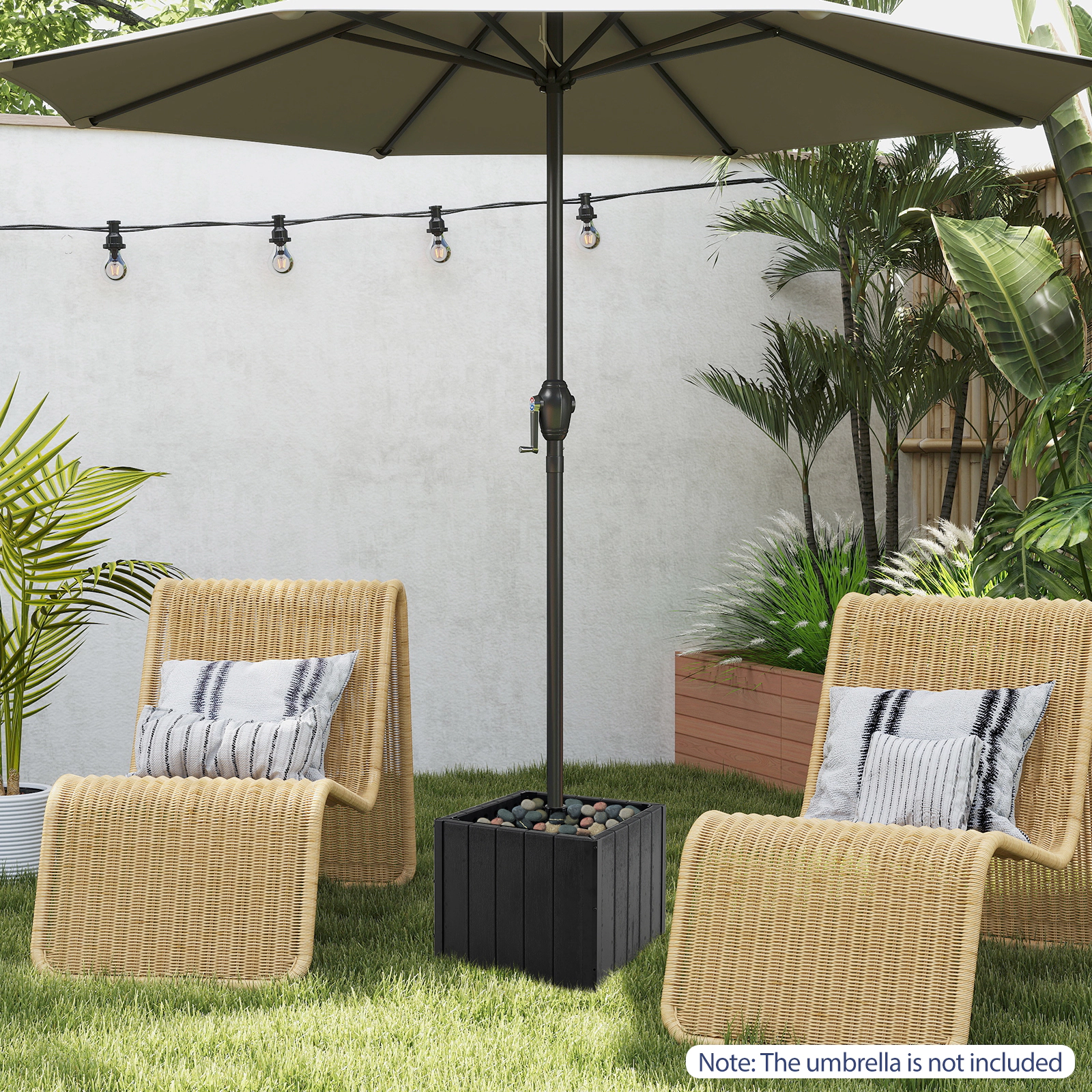 Slickblue Square Patio Umbrella Stand Planter Box with Metal Pole and Adapters