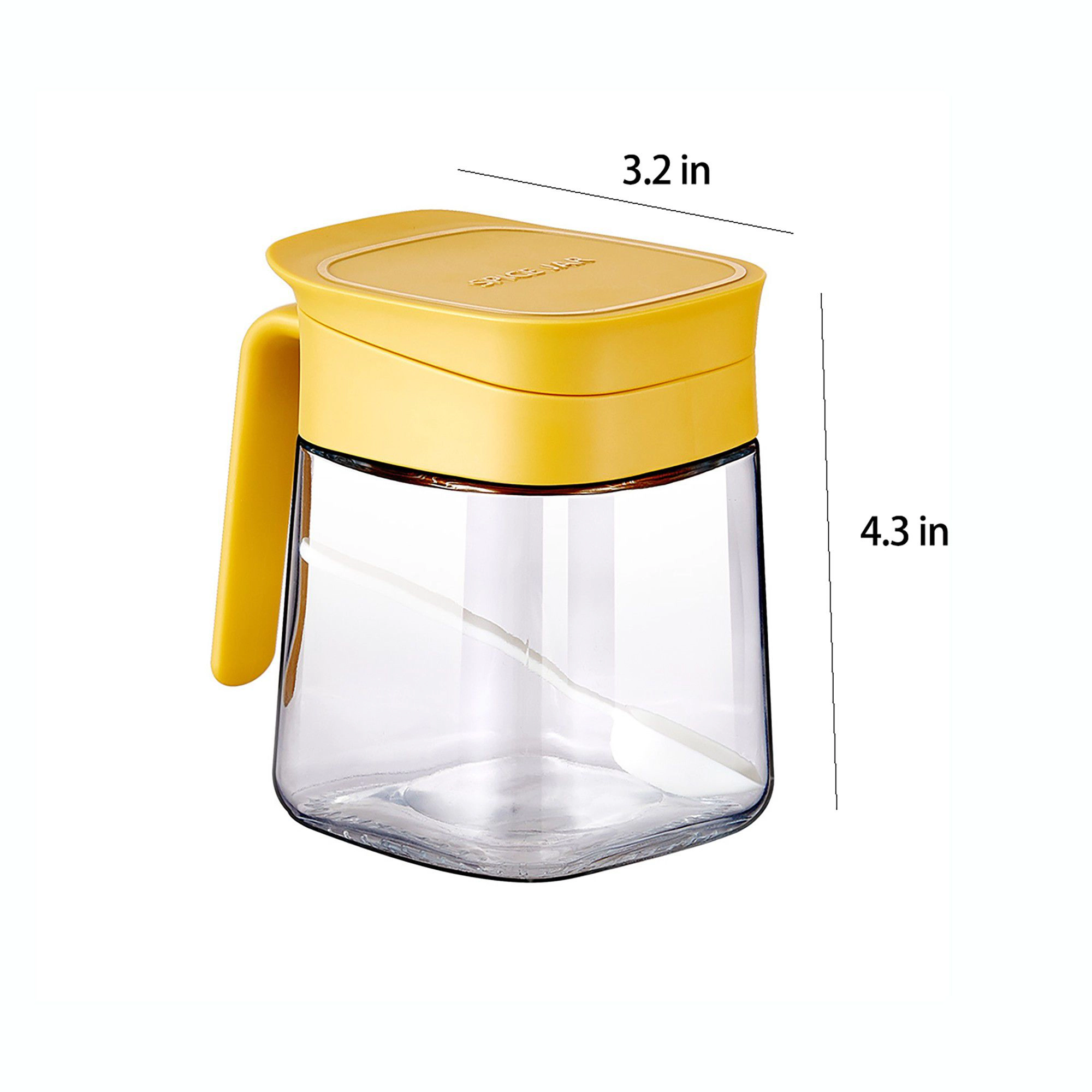 Alilang Women Glass Seasoning Jar with Spoon, Lid and Easy-Grip Handle