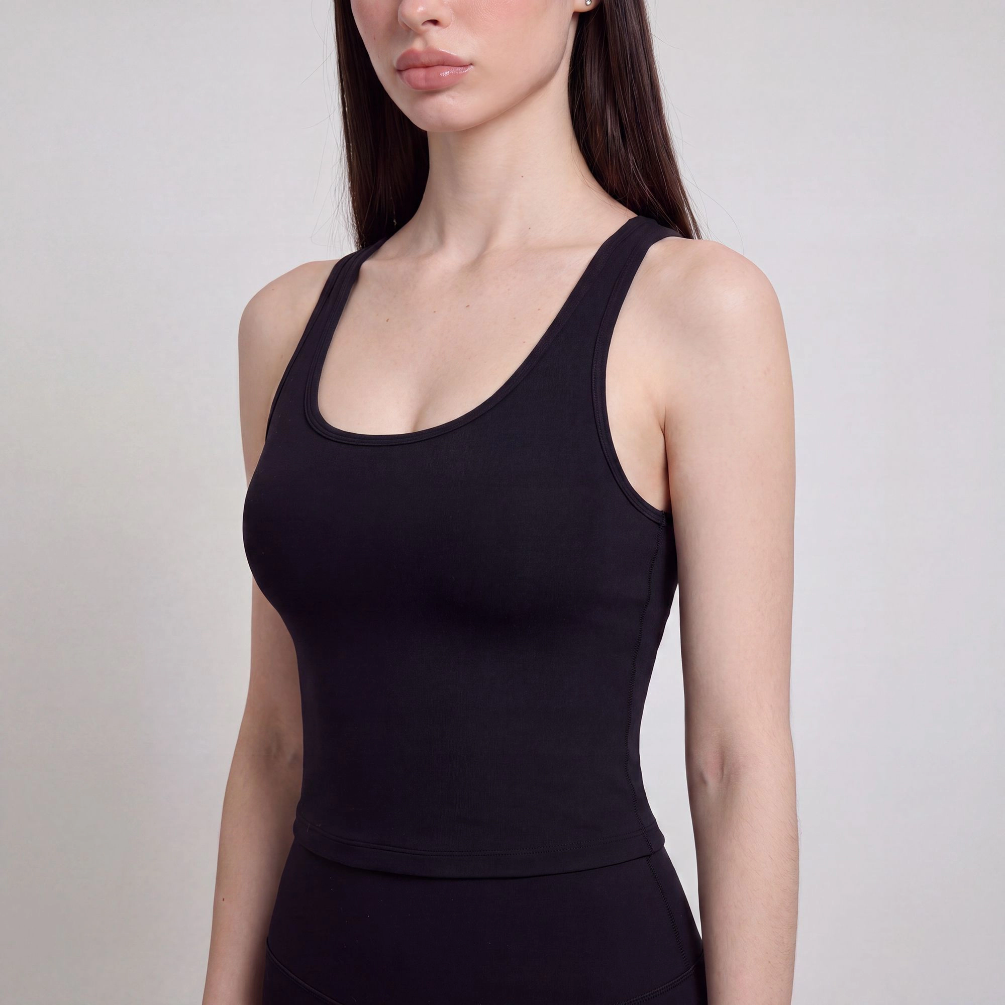 Anna-Kaci Women's Cropped Yoga Tank Top with Built-In Padding Scoop Neck Wide Strap Fitted Activewear