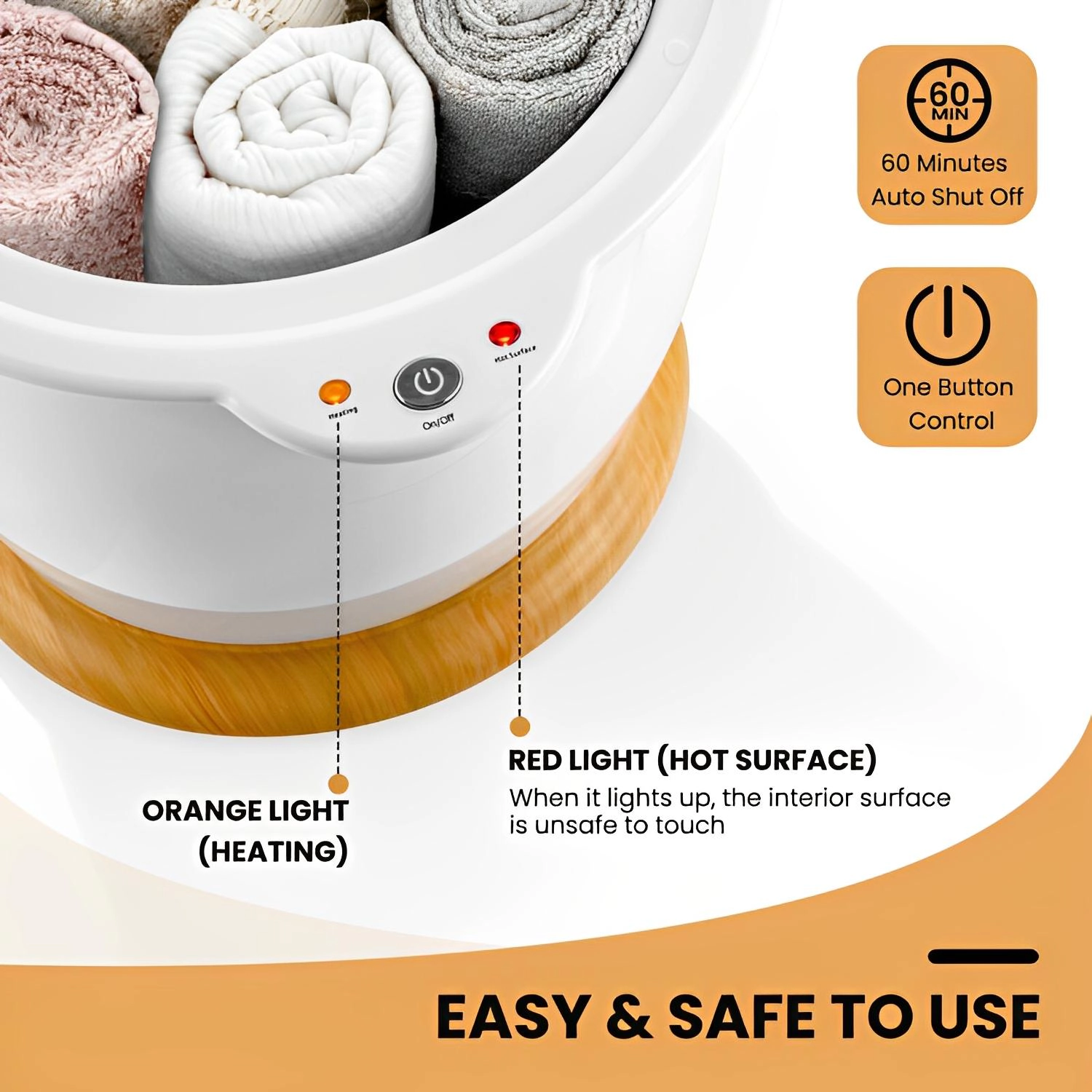 SUGIFT 20L Fragrance Holder Auto Shut Off Bucket Towel Warmer 14-in x 13-in x 18.5-in 400W 6-ft Cord White