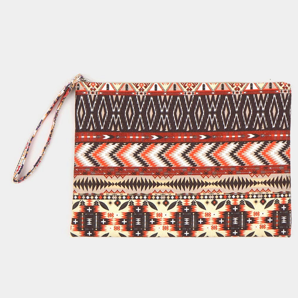 FASHNZFAB Aztec Pattern Pouch Clutch Bag