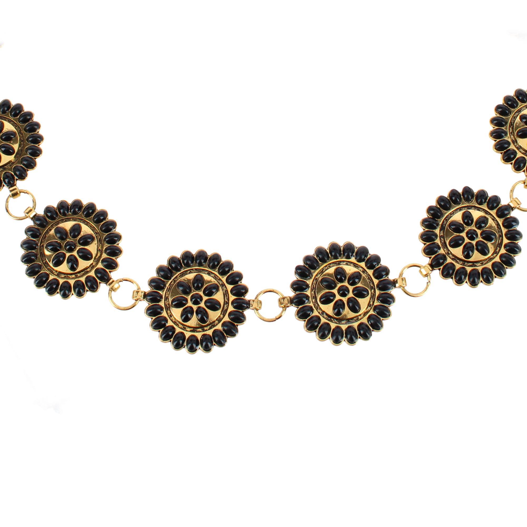 CTM Women's Circle Stone Beaded Concho Gold Chain Belt Adjustable