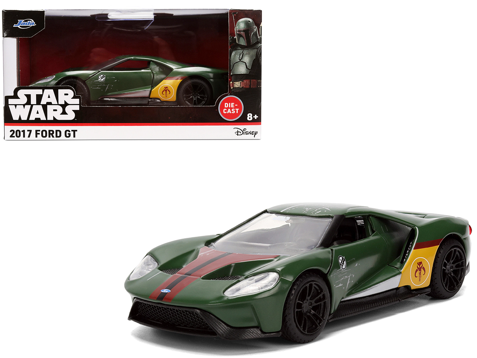Jada 2017 Ford GT "Boba Fett" Livery Dark Green with Graphics "Star Wars" Franchise "Hollywood Rides" Series
