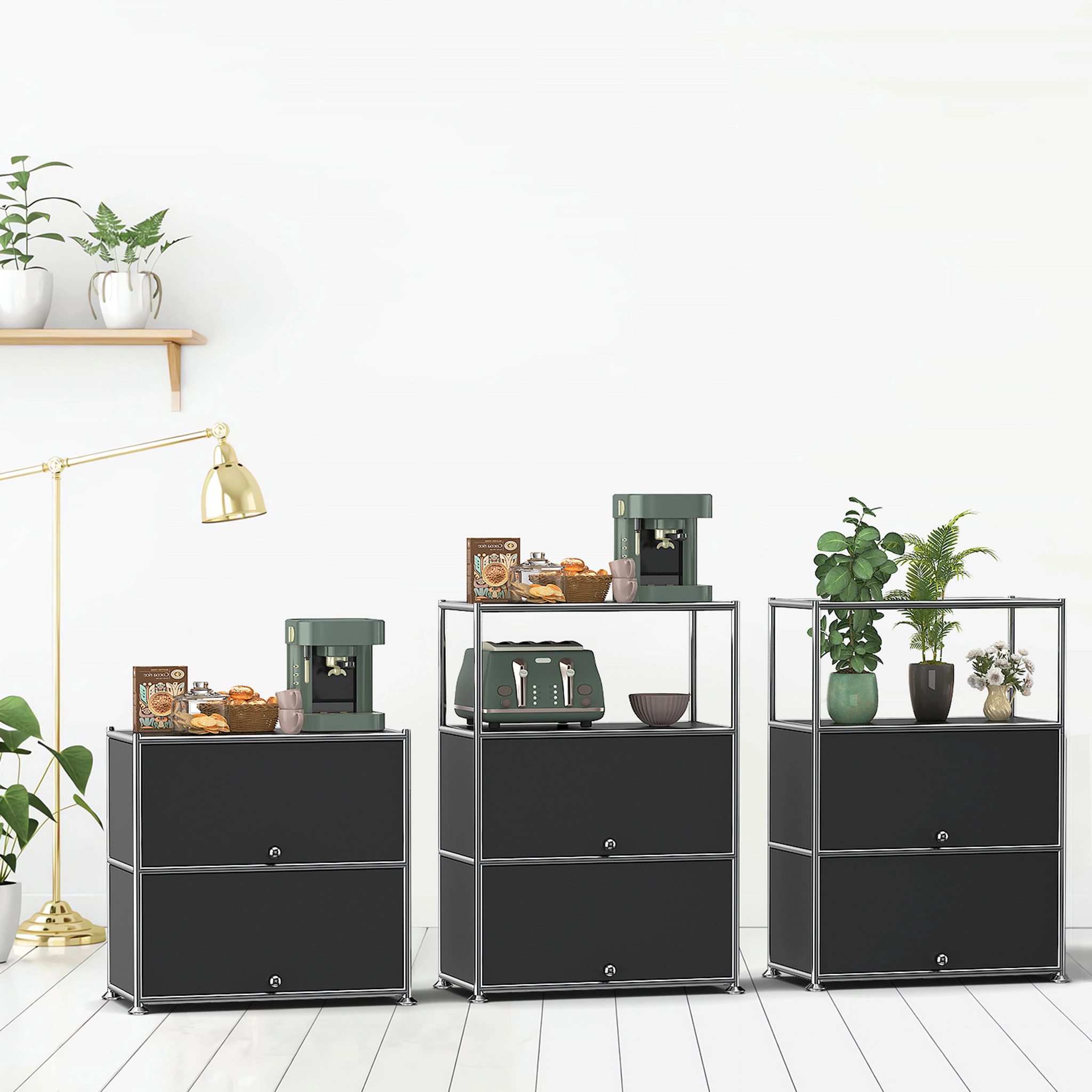 MEGA CASA Modern Modular Metal Storage Cabinet with Shelves
