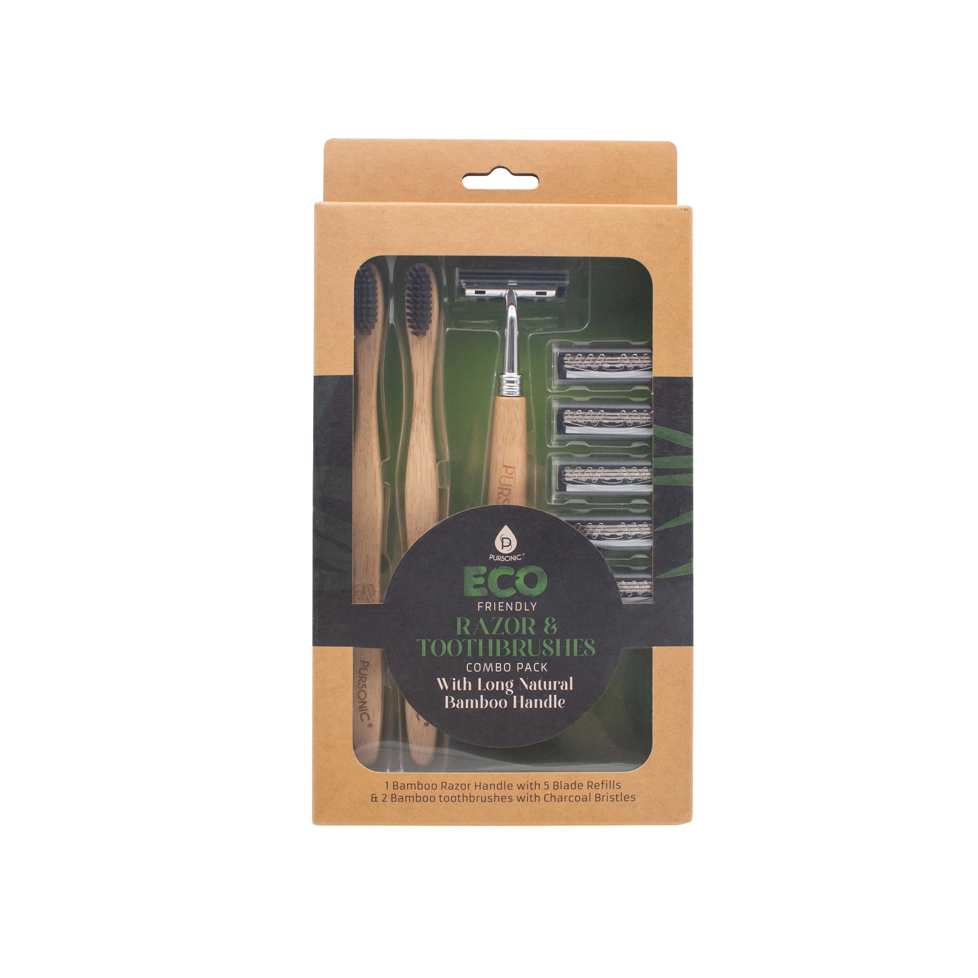 Pursonic Unisex Eco-Friendly Bamboo Razor & Toothbrush Grooming Bundle