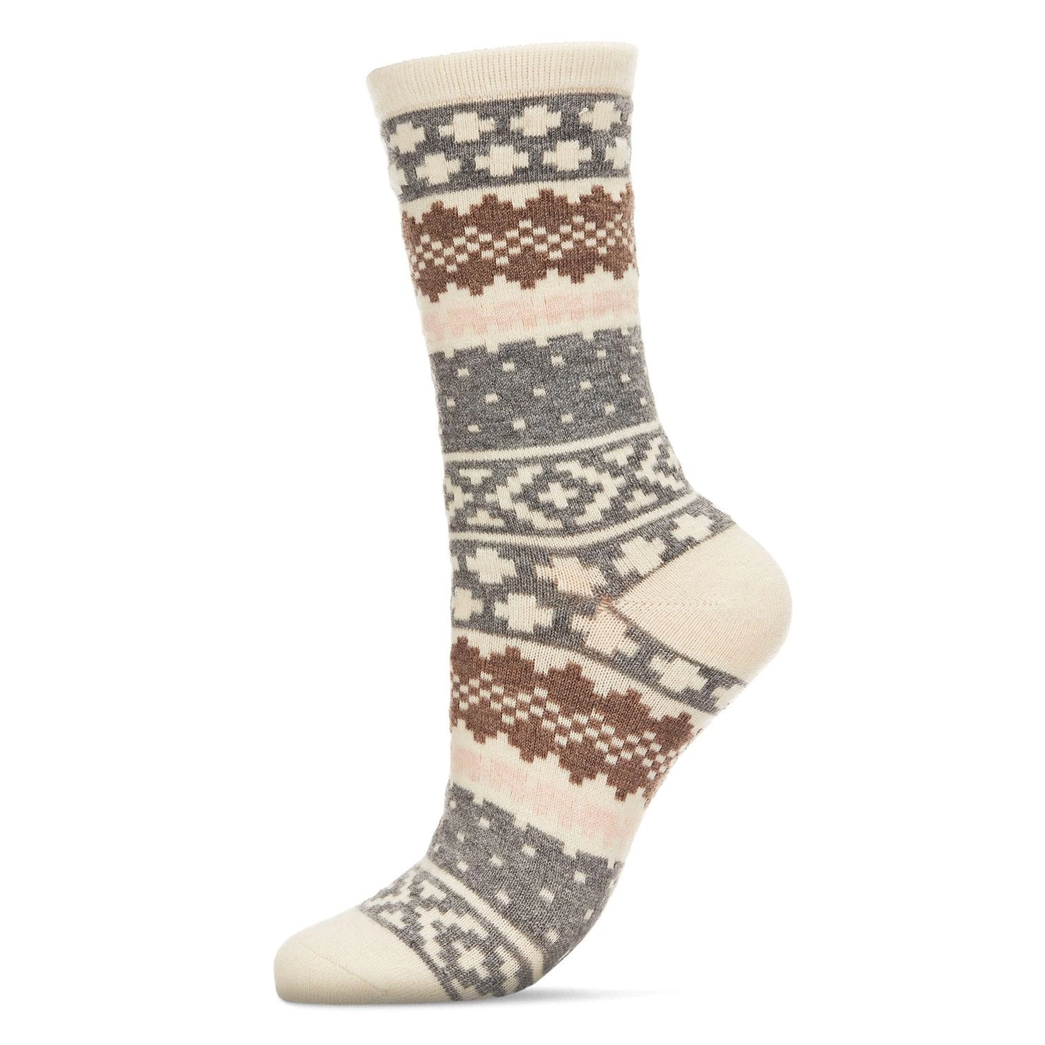 MeMoi Women's Winter Fair Isle Cashmere Blend Crew Socks