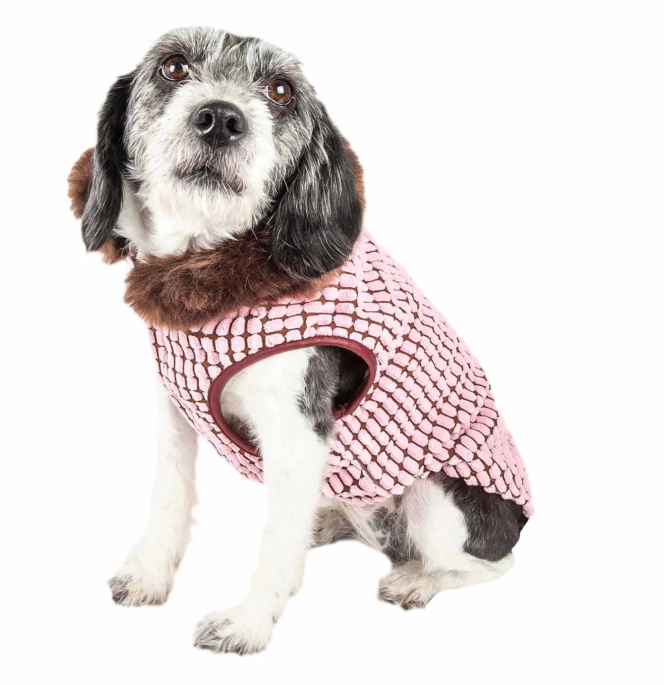 Pet Life ® Luxe 'Beautifur' Elegant Designer Boxed Mink Fur Dog Coat Jacket