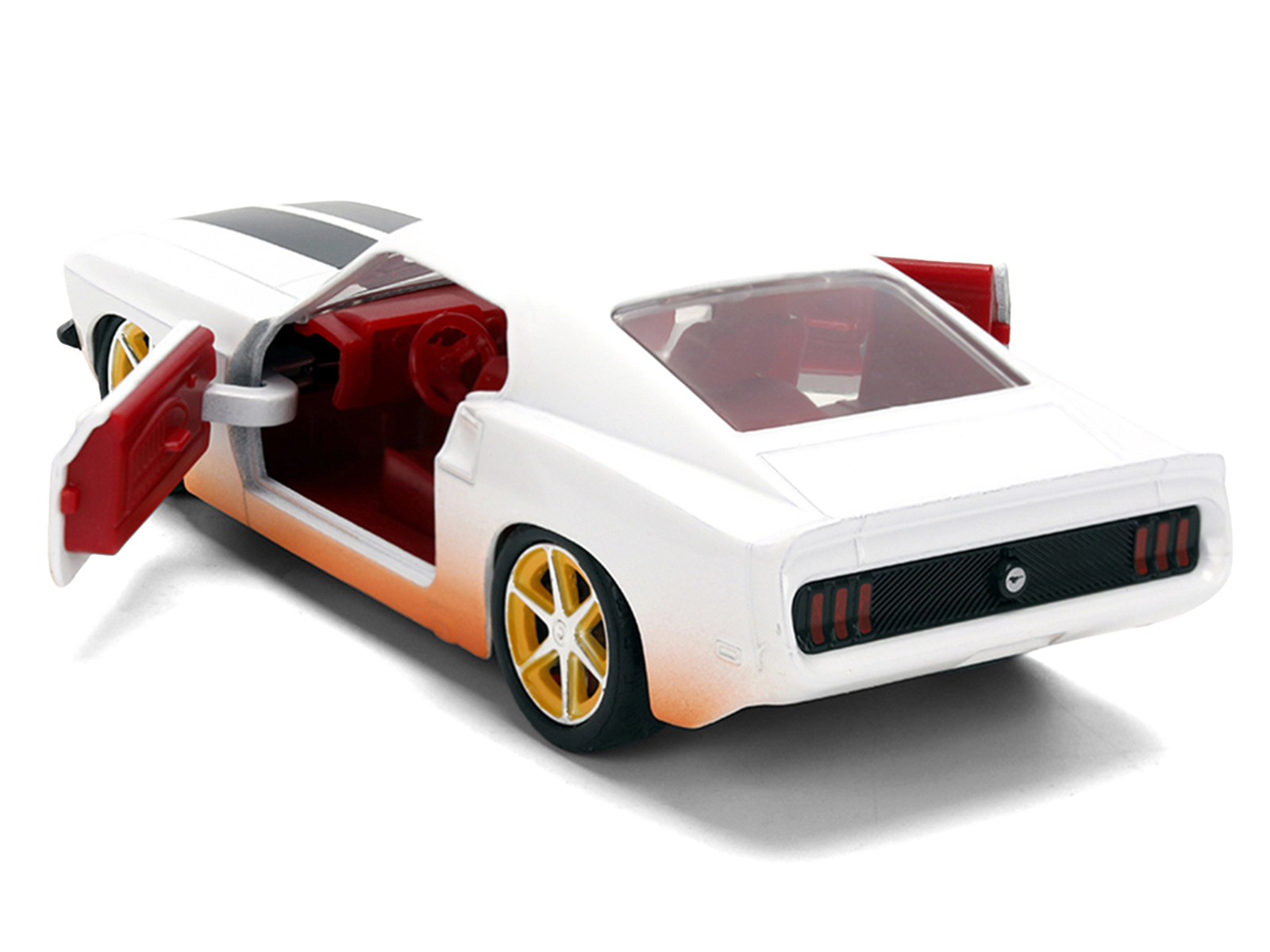 Jada Roman's Ford Mustang White with Black Stripes and Red Interior (Dirty Version) "Fast & Furious" Movie